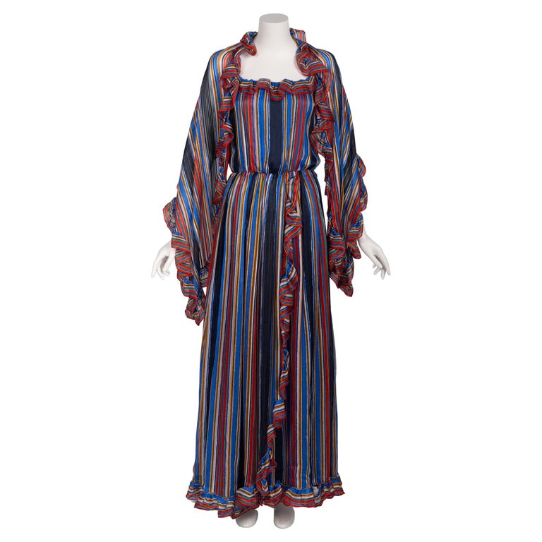 Givenchy by Hubert de Givenchy 1970s Maxi abito e scialle in seta