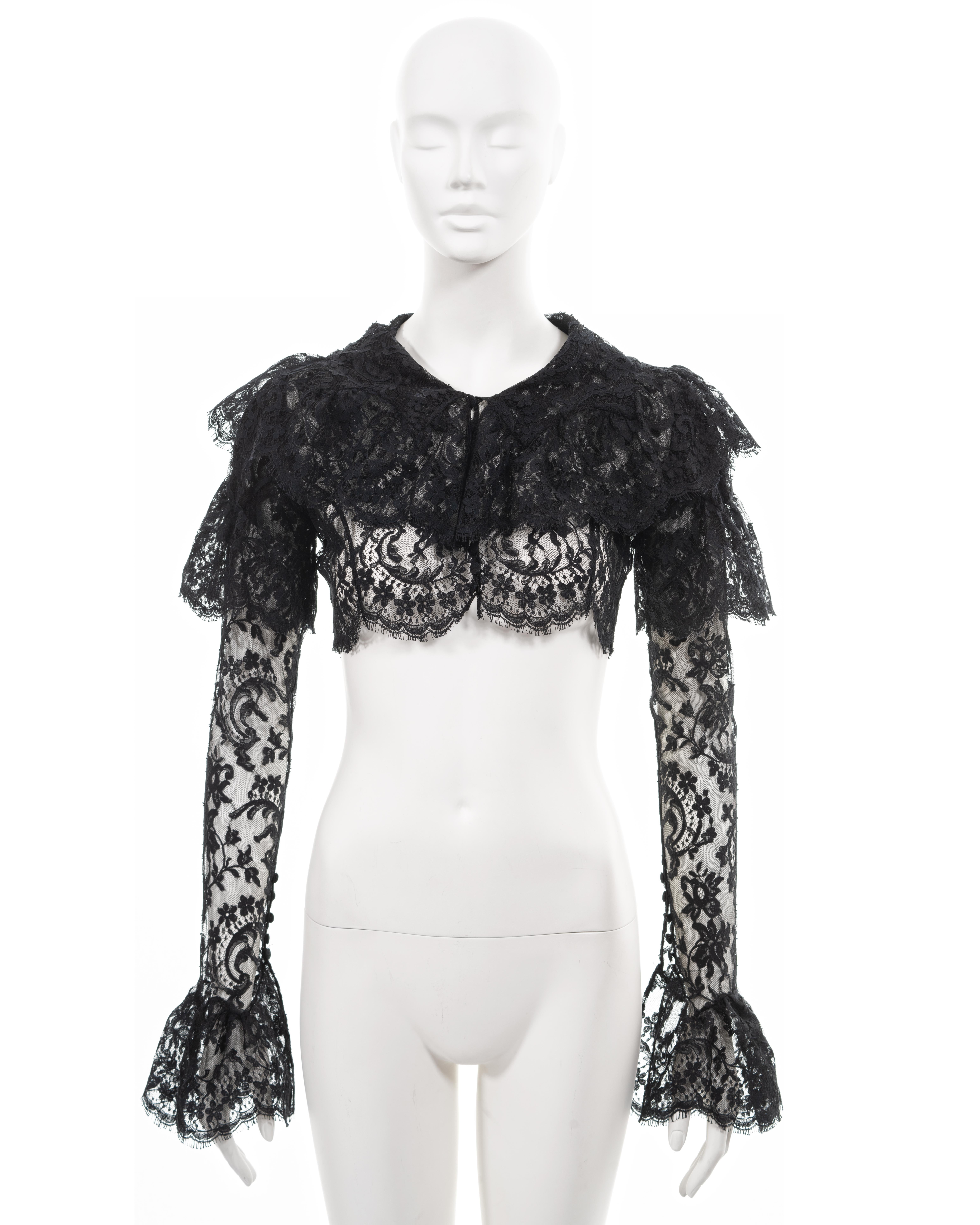 Givenchy by John Galliano black strapless evening dress and lace bolero, ss 1997 For Sale 6