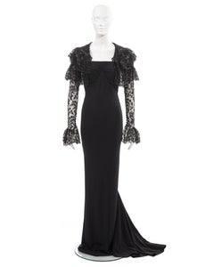 Givenchy by John Galliano black strapless evening dress and lace bolero, ss 1997