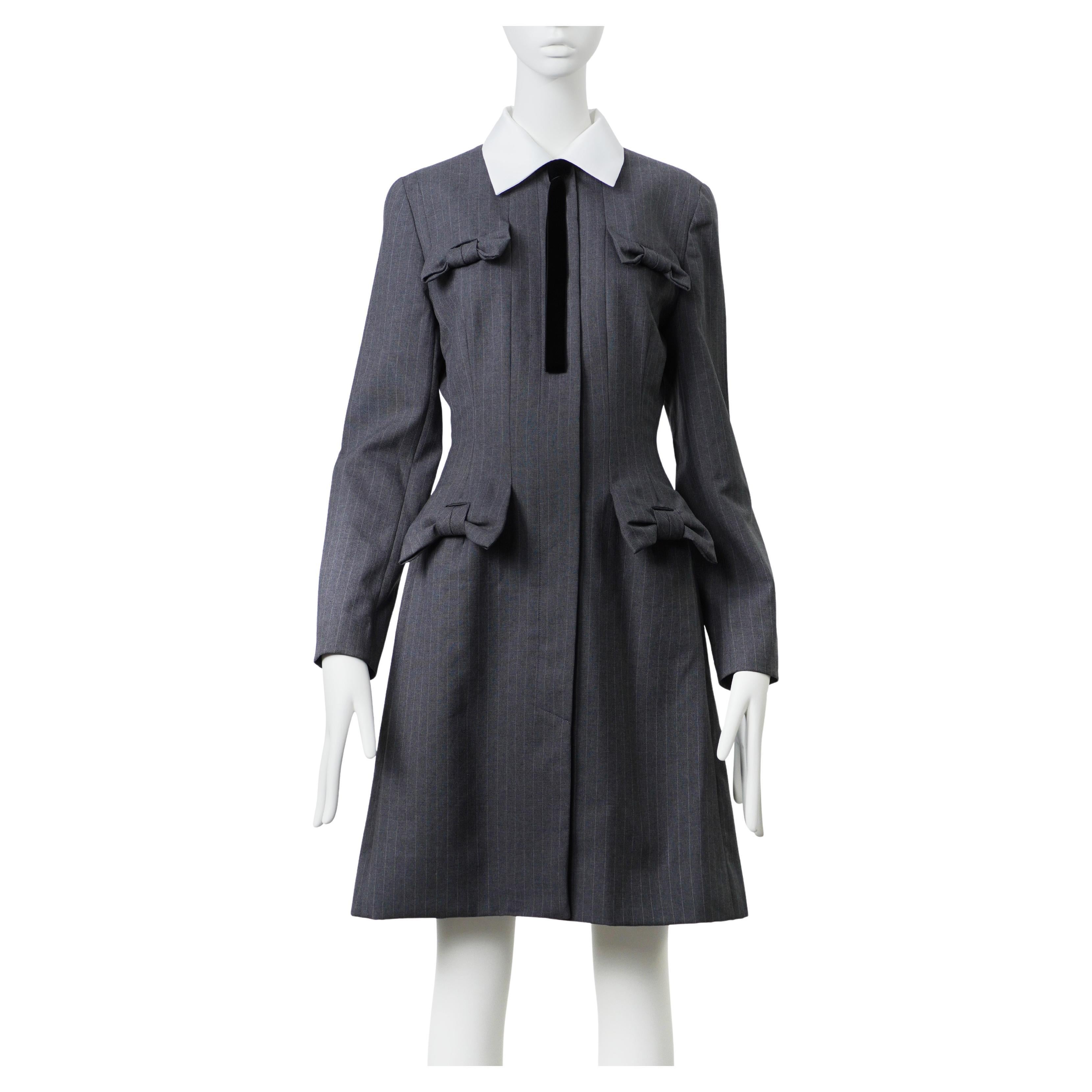 GIVENCHY COUTURE By JOHN GALLIANO F/W 1996 Rare Runway Pinstripe Bow Dress