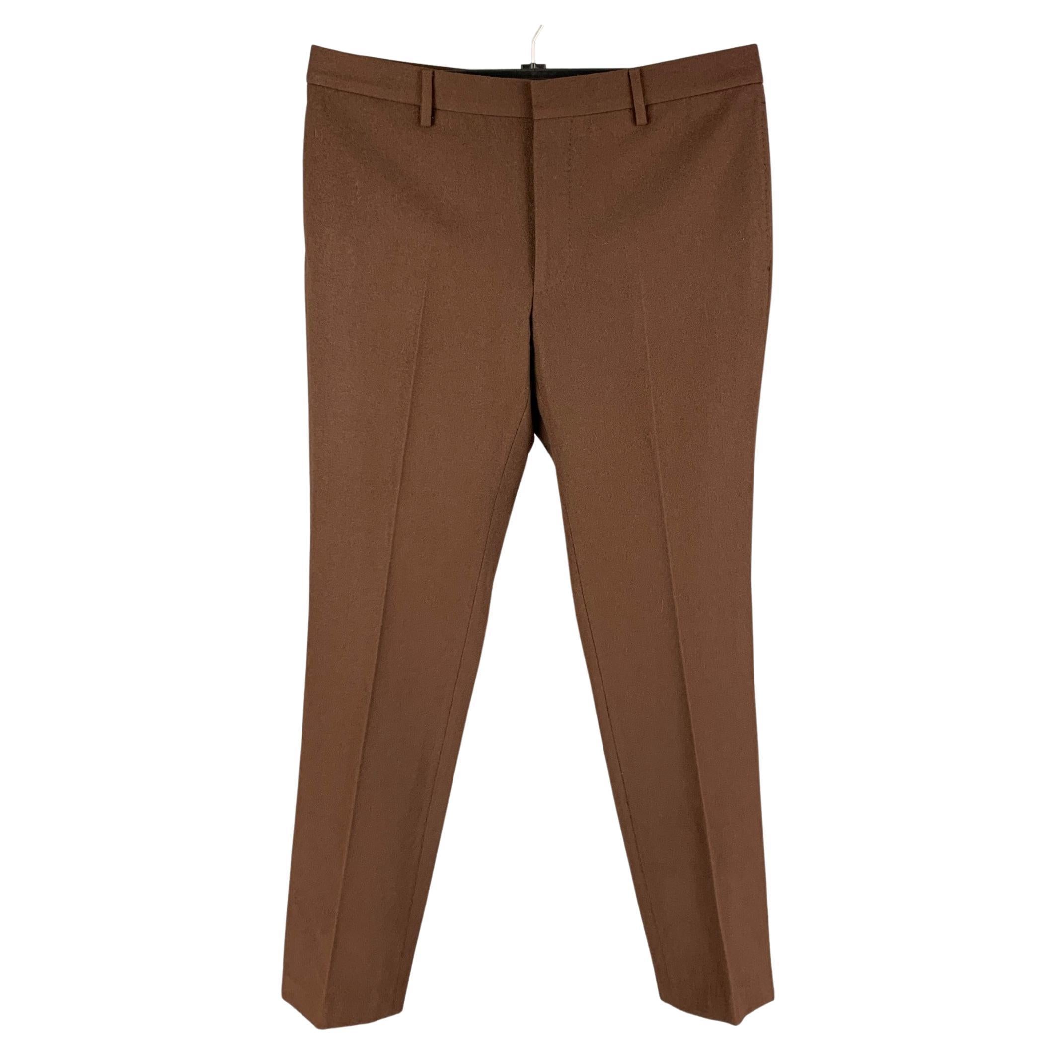 GIVENCHY by Ricardo Tisci 2012 Size 34 Brown Wool Cotton Dress Pants