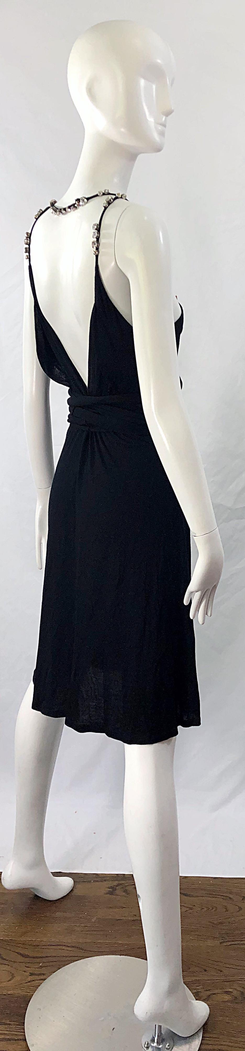 Givenchy by Ricardo Tisci Size Large Black Rhinestone Straps Silk Rayon Dress 5