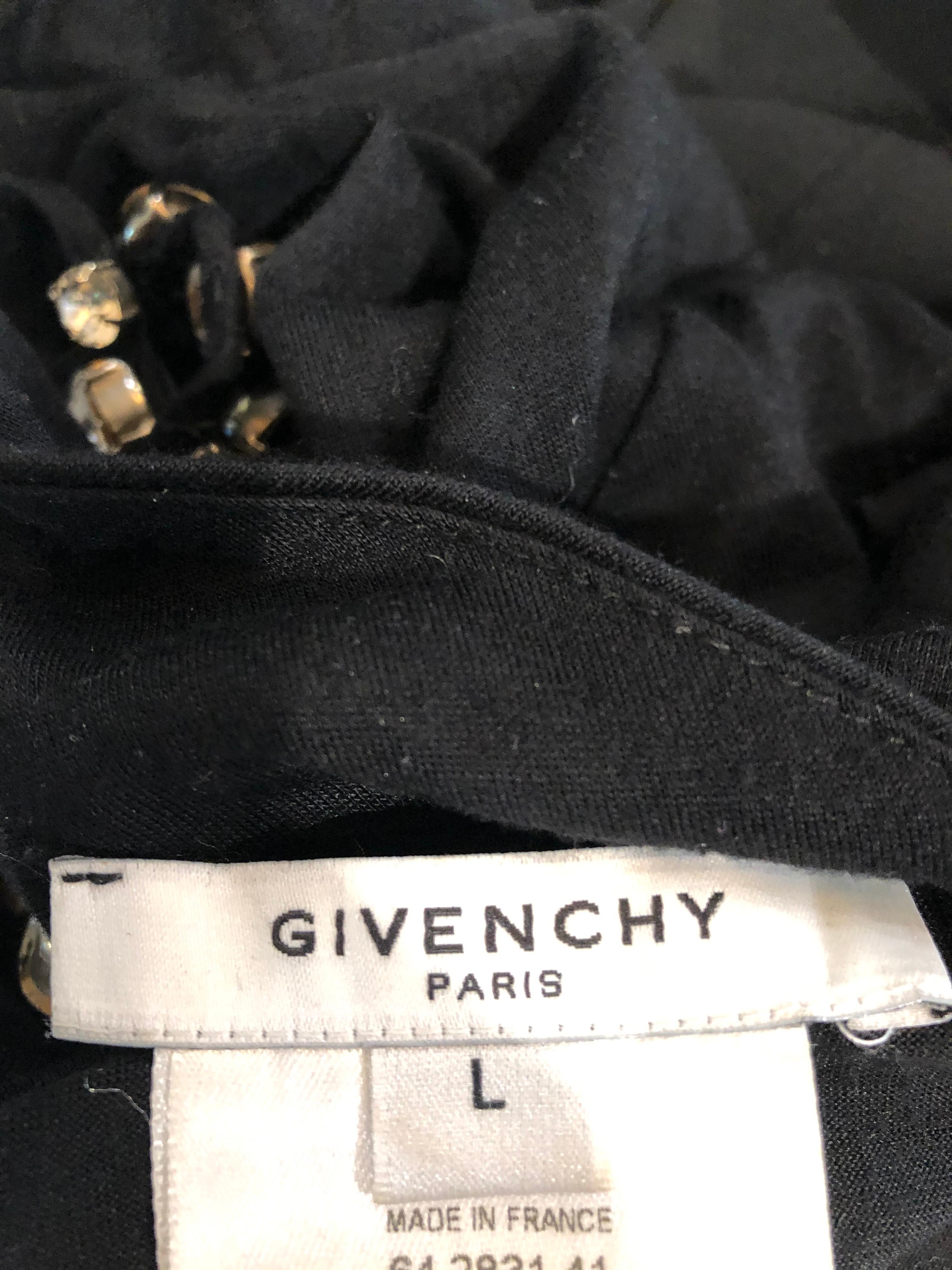 Beautiful GIVENCHY by RICCARDO TISCI black rayon and silk jersey sleeveless rhinestone encrusted large size dress ! Features the softest rayon and silk blend that offers lots of stretch. Simply slips over the head, and sash wraps around twice. So