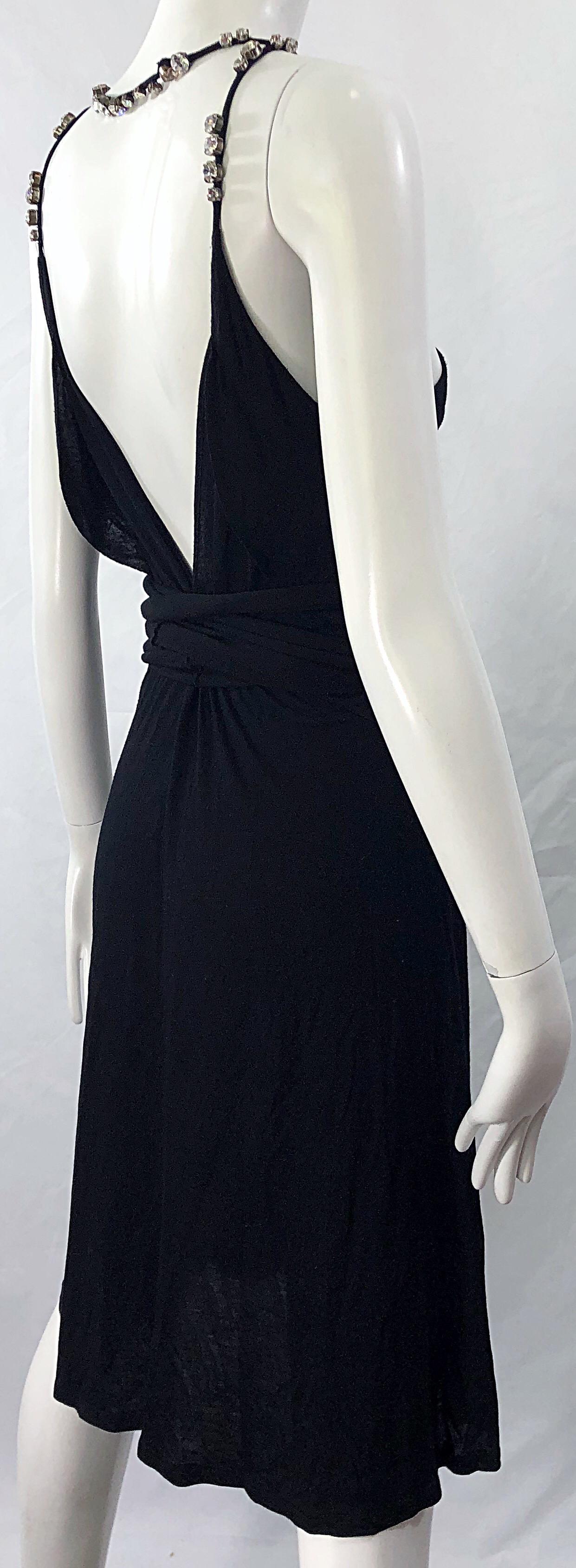 Givenchy by Ricardo Tisci Size Large Black Rhinestone Straps Silk Rayon Dress 2