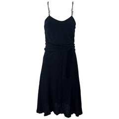 Givenchy by Ricardo Tisci Size Large Black Rhinestone Straps Silk Rayon Dress