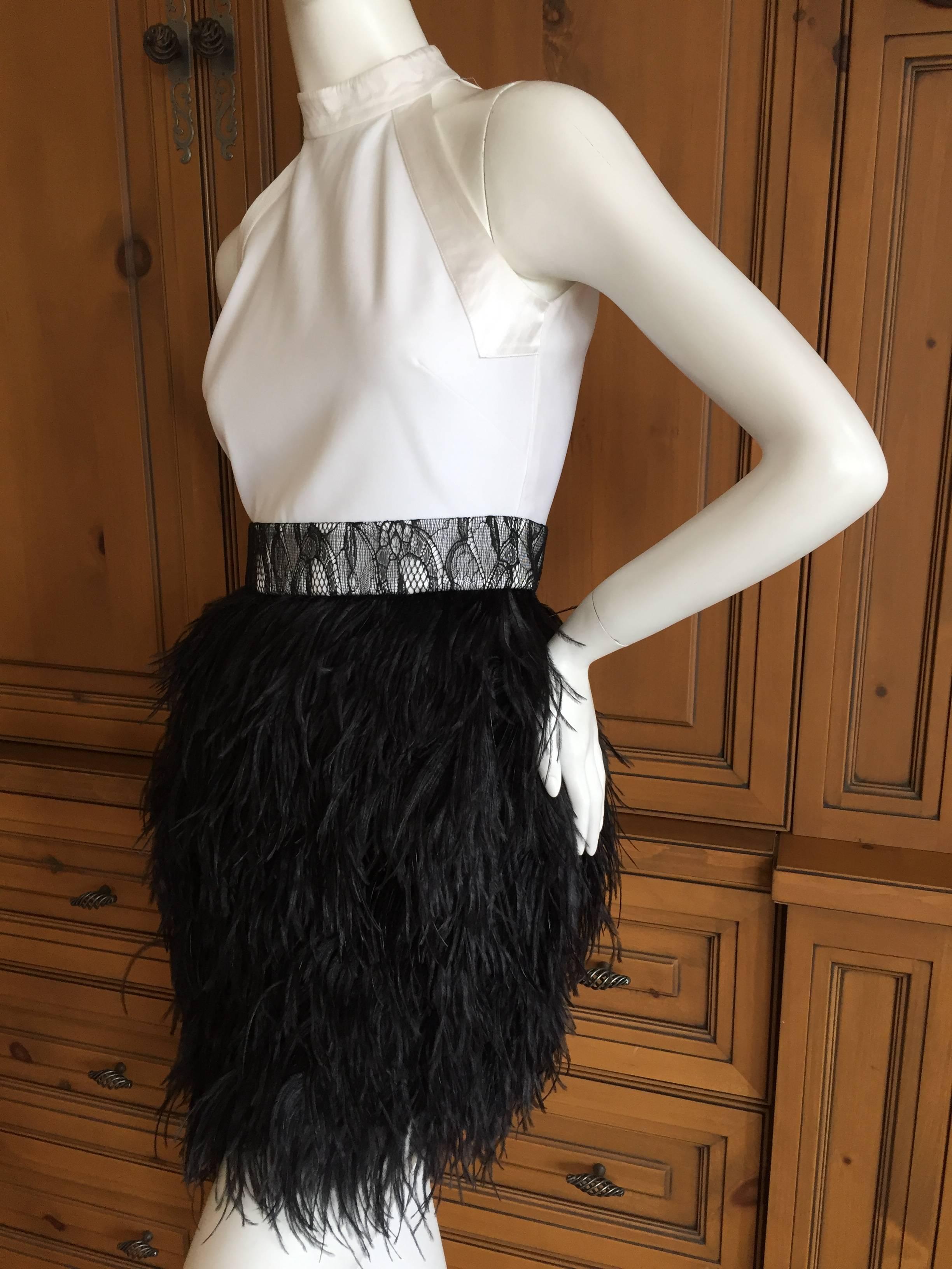 Black Givenchy by Riccardo Tischi Cocktail Dress with Feather Skirt 2011 For Sale