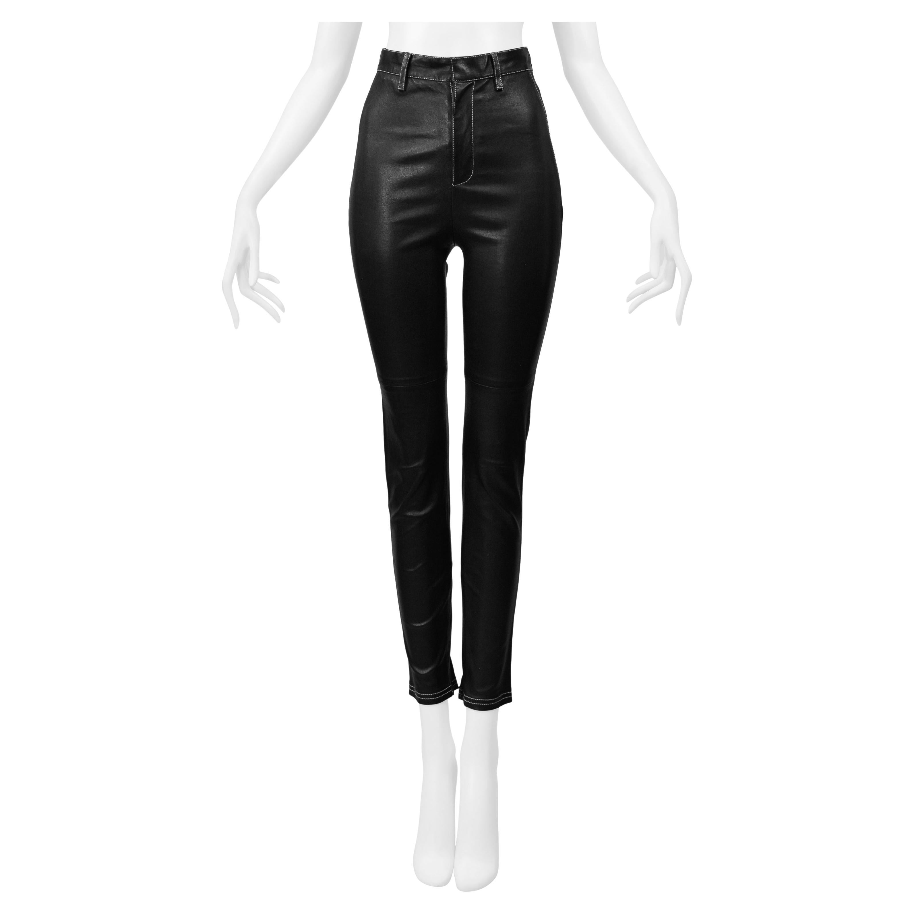 Givenchy par Riccardo Tisci  Pantalon en cuir noir avec Stitch by Stitch 2015 en vente