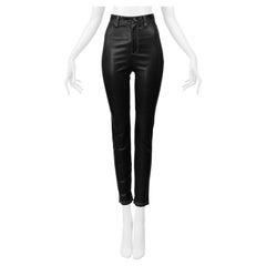 Givenchy di Riccardo Tisci  Pantaloni in pelle nera con cuciture bianche 2015