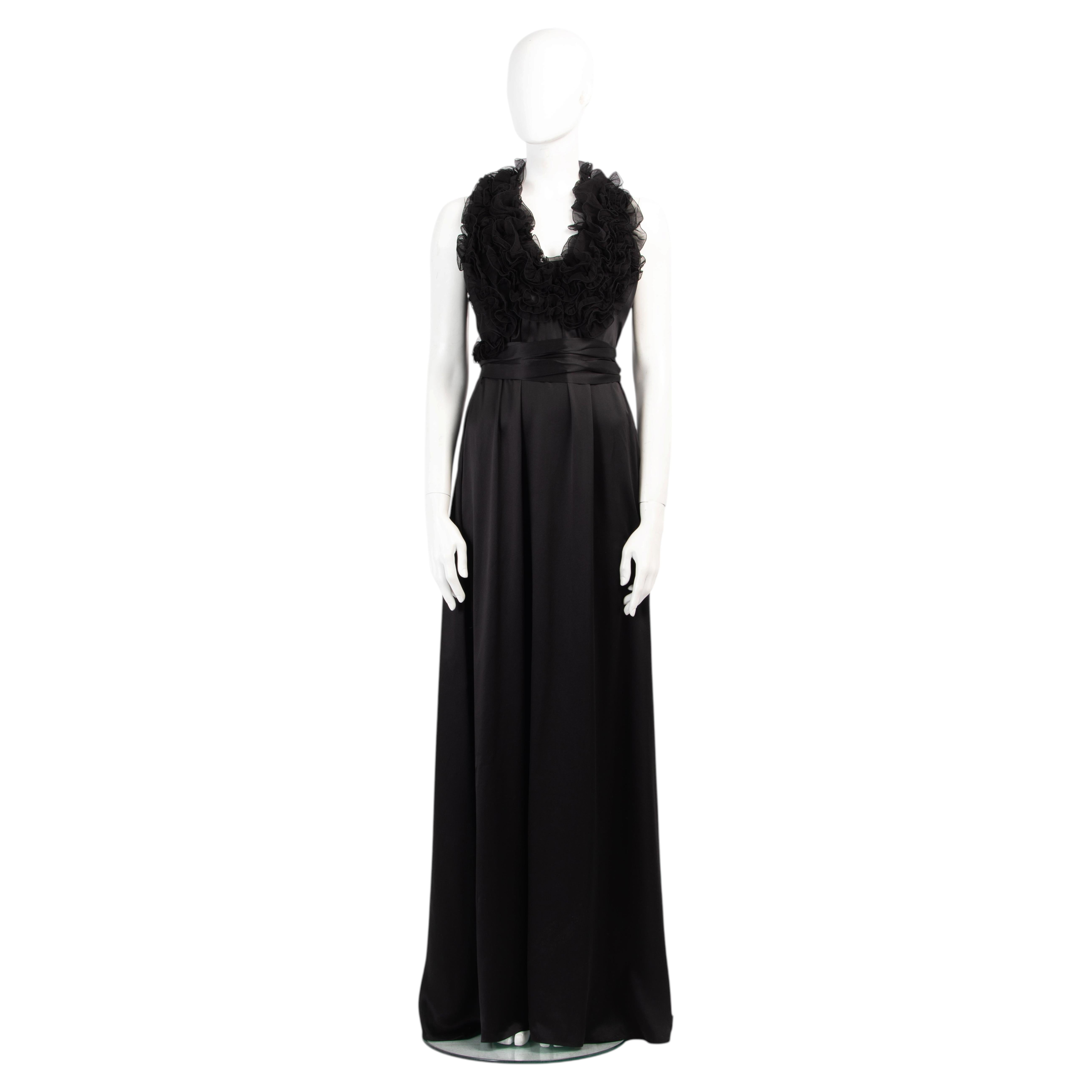 Givenchy by Riccardo Tisci Black Silk Ruffle Gown late 2000s For Sale