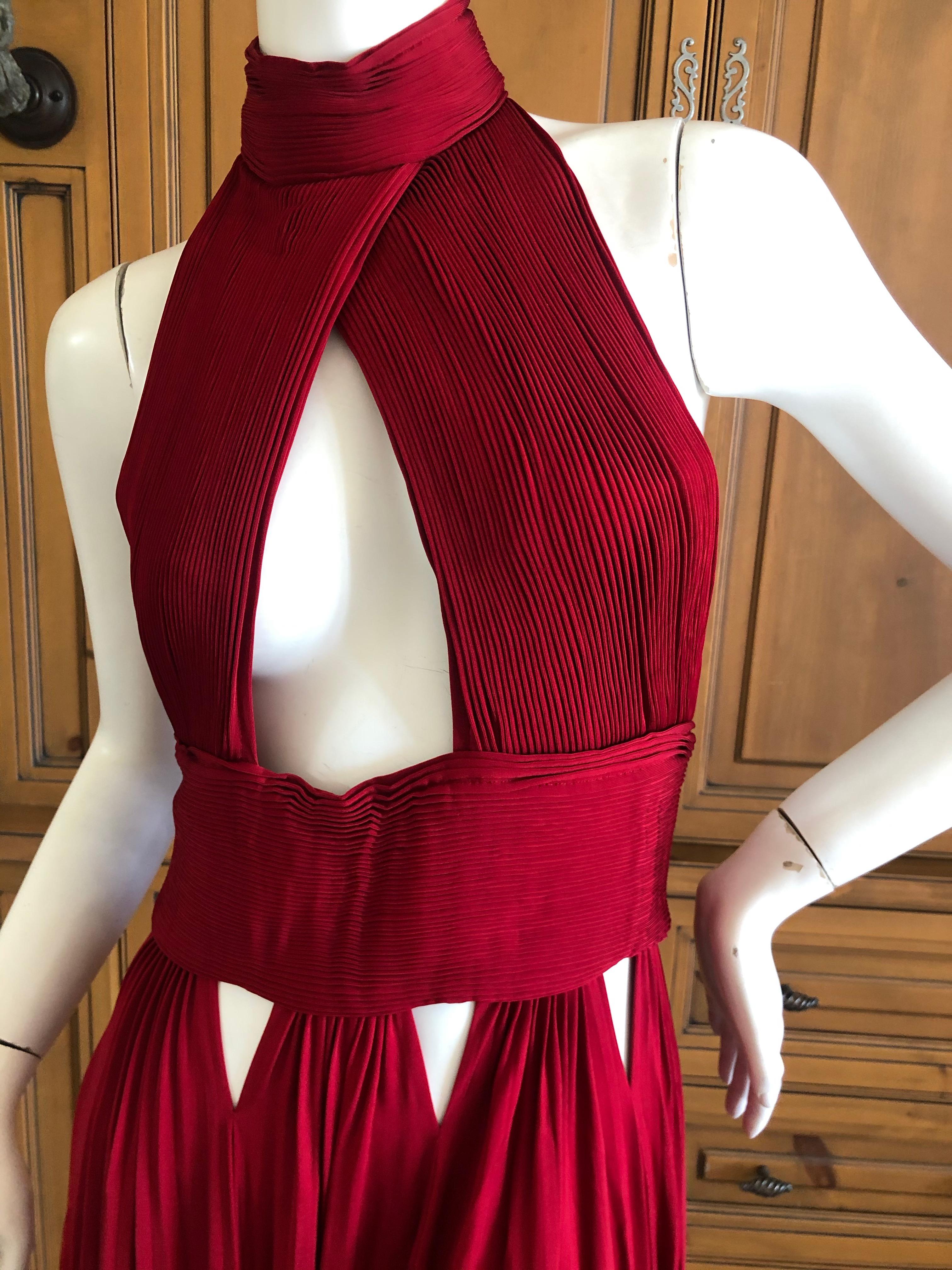 Givenchy by Riccardo Tisci Pleated Red Dress with Sexy Sheer Cut Outs 
Size 40, , it runs small, but there is a bit of stretch
Bust 35