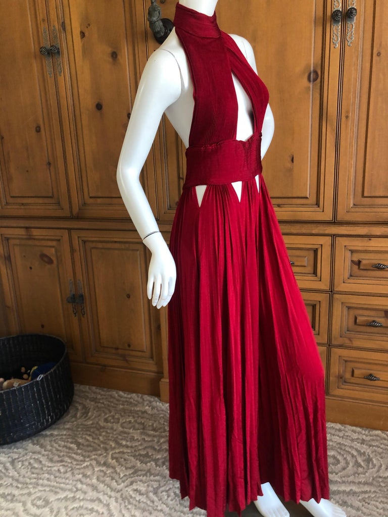 Givenchy by Riccardo Tisci Micro Pleated Red Dress with Sexy Sheer Cut Outs  at 1stDibs | sheer red dress, givenchy red dress, red dress sheer