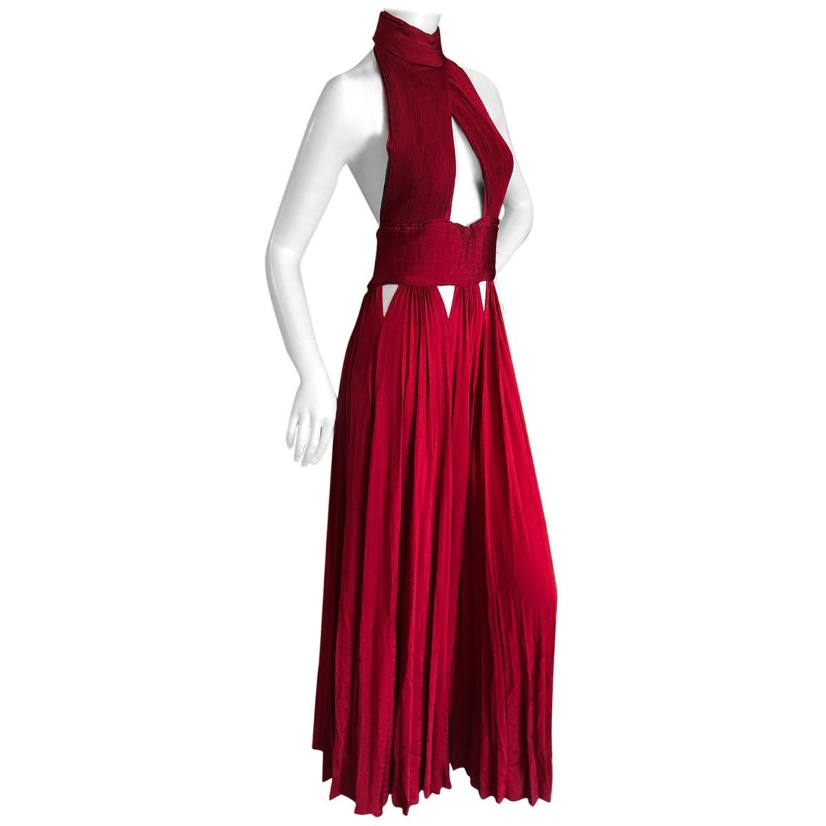 Givenchy by Riccardo Tisci Micro Pleated Red Dress with Sexy Sheer Cut ...