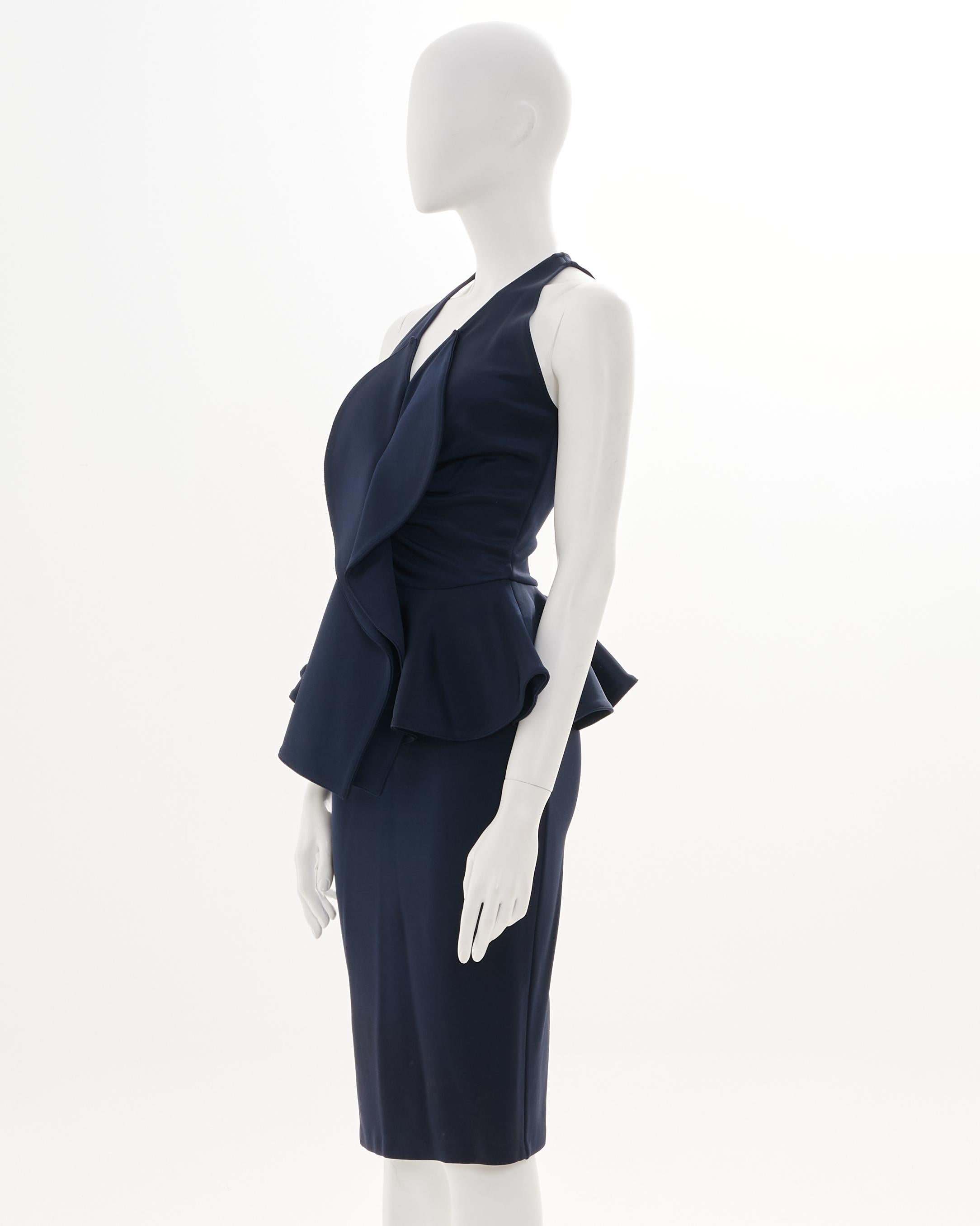 Black Givenchy by Riccardo Tisci Resort 2012 Peplum Ruffle Navy Dress in vendita