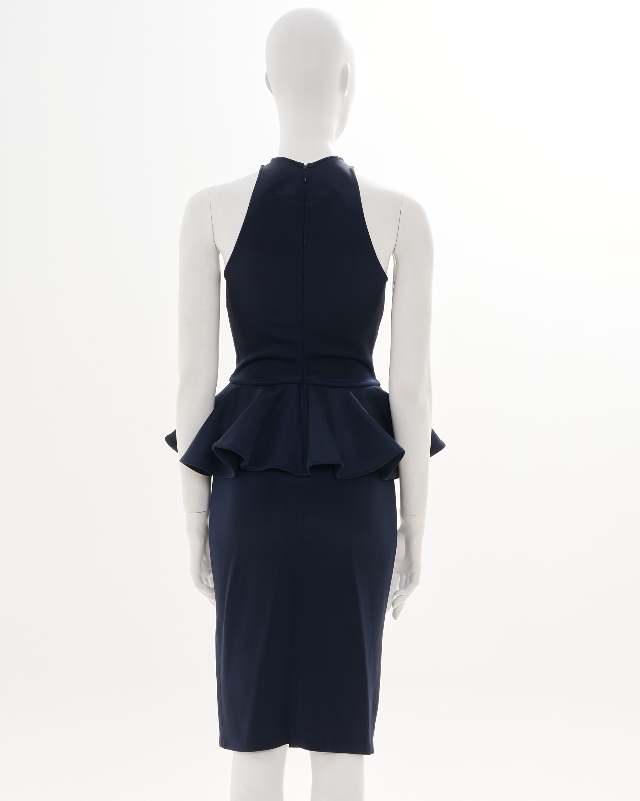 Givenchy by Riccardo Tisci Resort 2012 Peplum Ruffle Navy Dress In condizioni ottime in vendita a Milano, IT