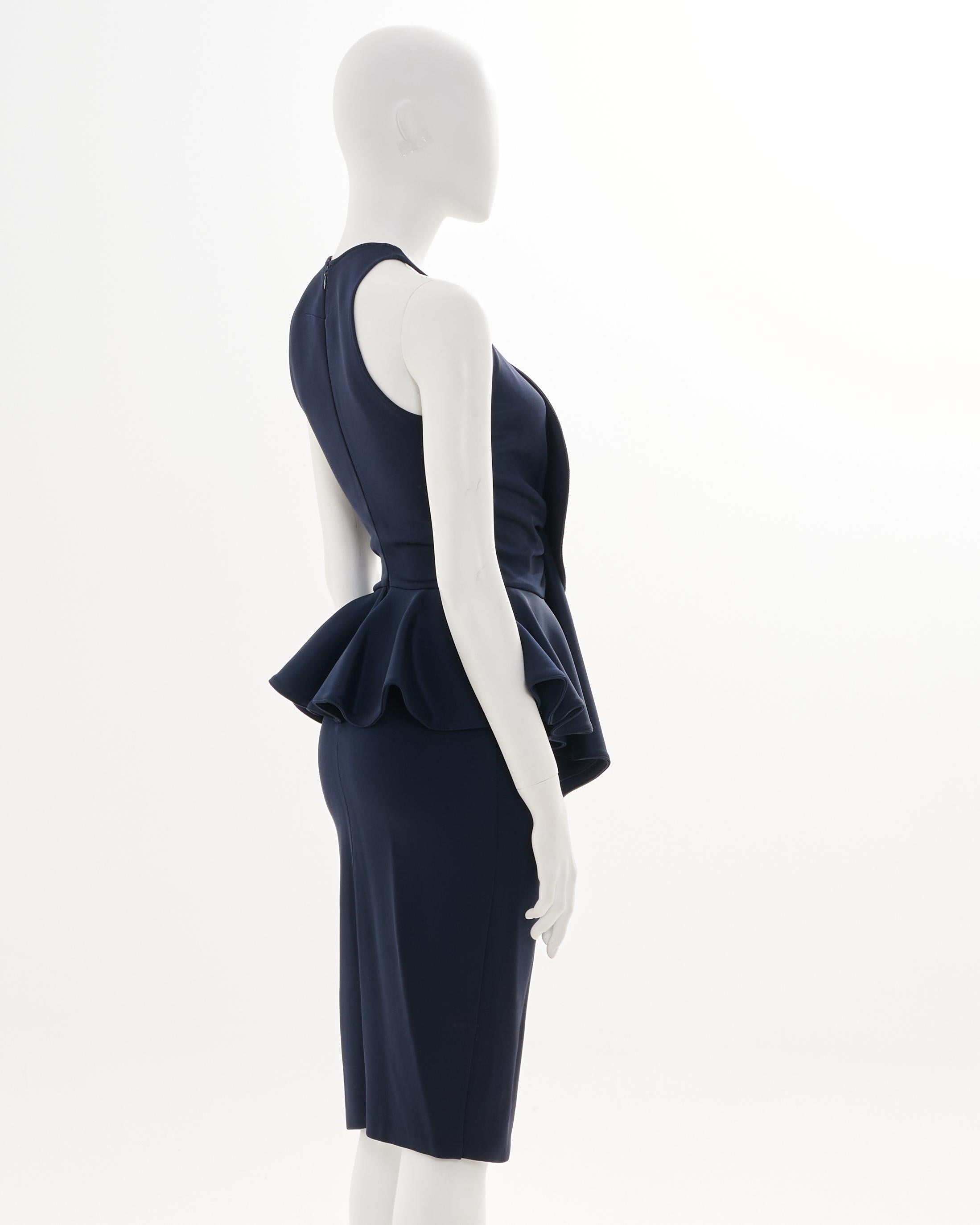 Donna Givenchy by Riccardo Tisci Resort 2012 Peplum Ruffle Navy Dress in vendita