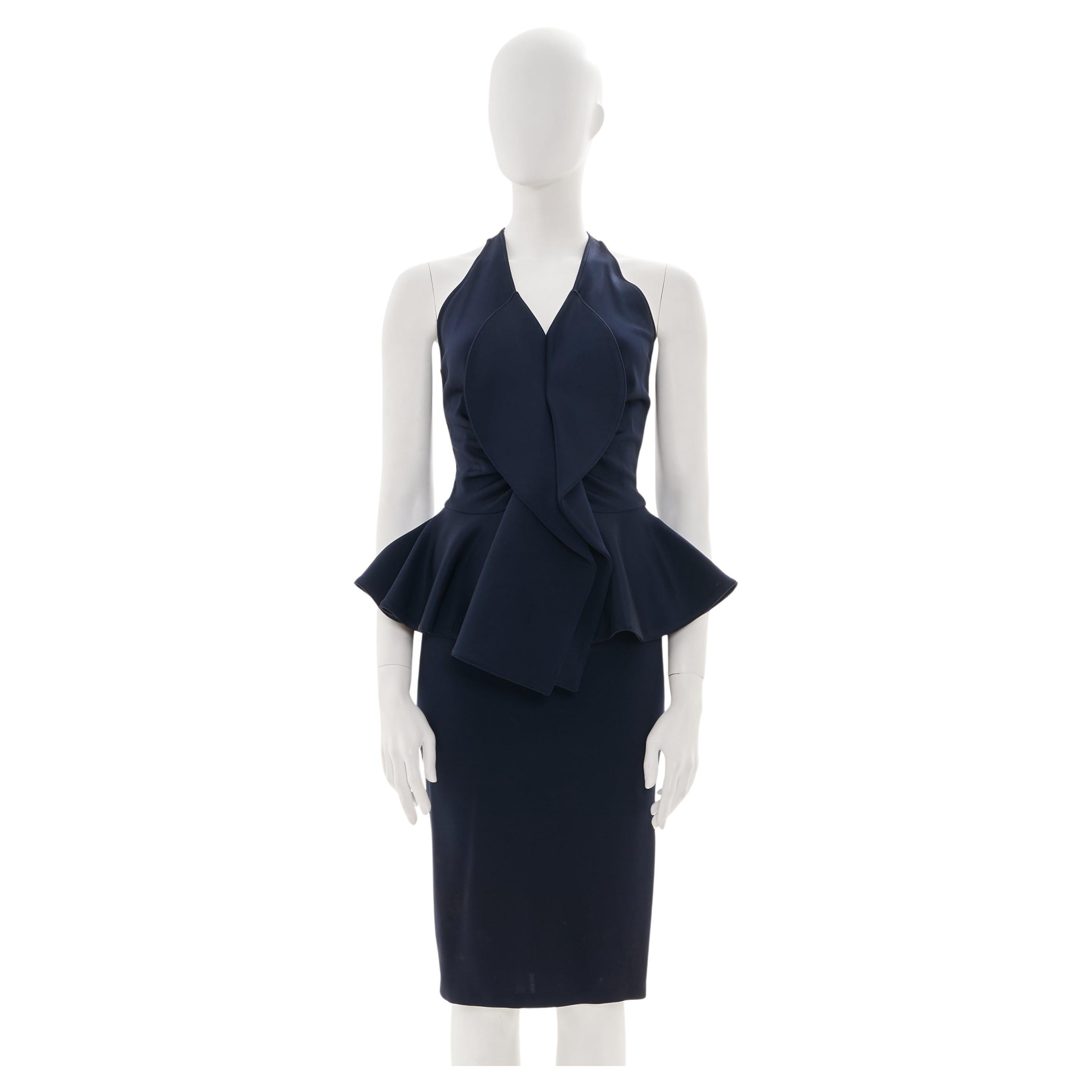 Givenchy by Riccardo Tisci Resort 2012 Peplum Ruffle Navy Dress in vendita