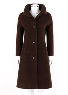 GIVENCHY c. 1960’s Early Haute Couture Dark Brown Wool Princess Coat Jacket
