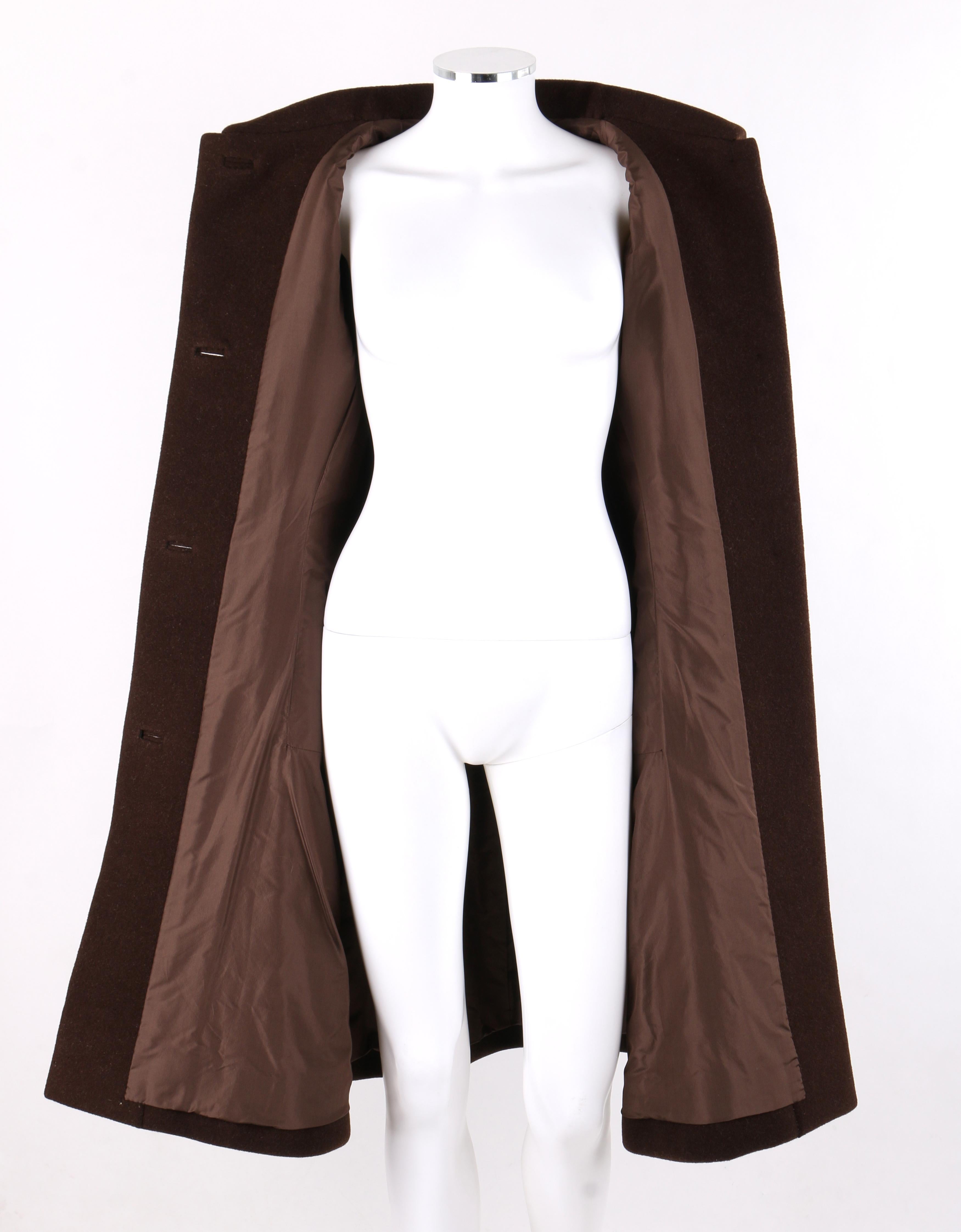 Black GIVENCHY c. 1960’s Early Haute Couture Dark Brown Wool Princess Coat Jacket For Sale
