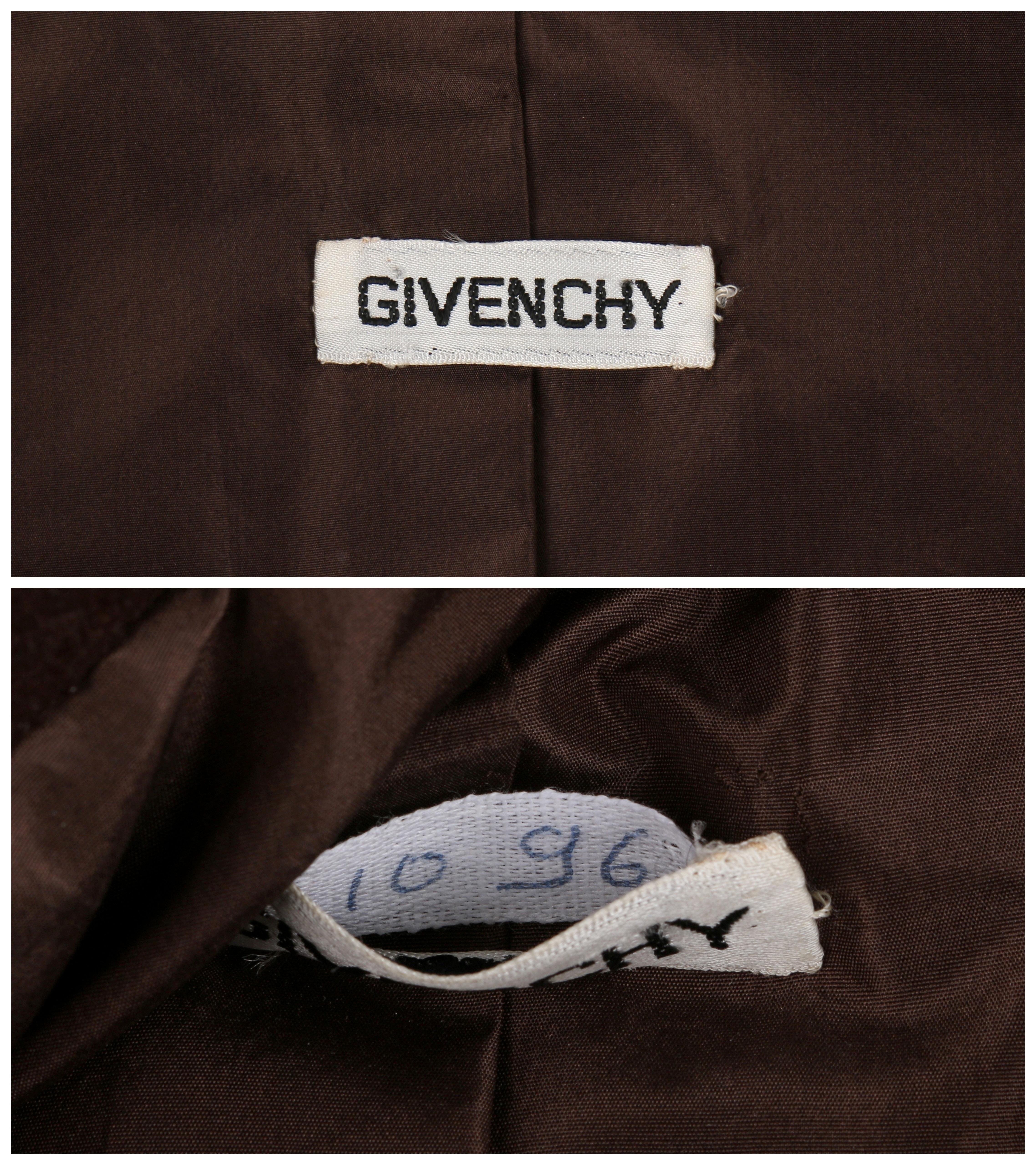 GIVENCHY c. 1960’s Early Haute Couture Dark Brown Wool Princess Coat Jacket In Good Condition For Sale In Thiensville, WI