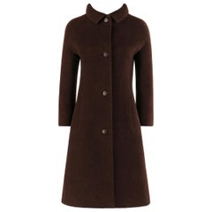Retro GIVENCHY c. 1960’s Early Haute Couture Dark Brown Wool Princess Coat Jacket