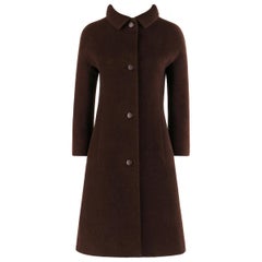 Manteau princesse GIVENCHY en laine marron foncé (années 1960 environ)