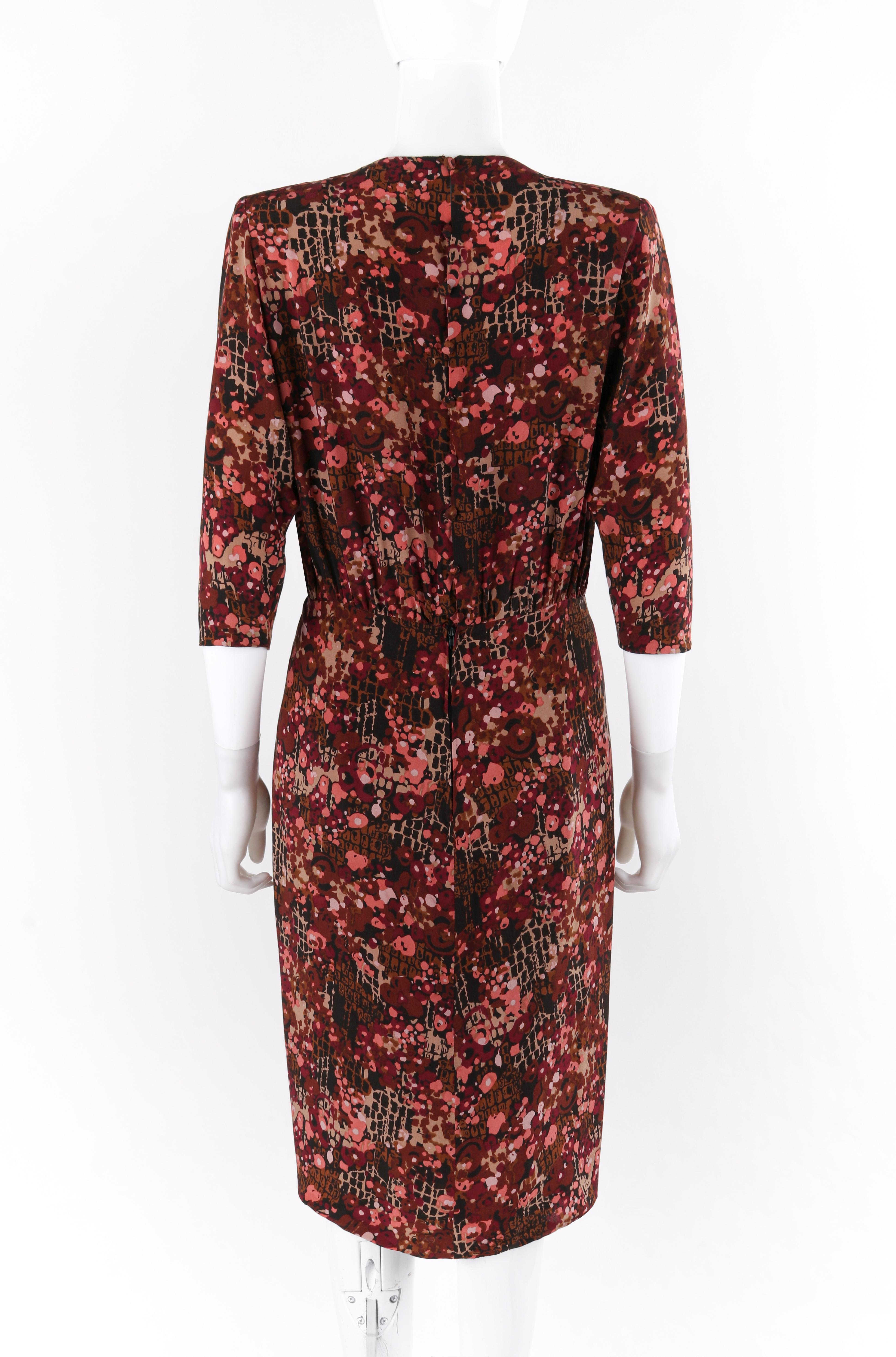 GIVENCHY c.1970’s Haute Couture Silk Floral Print Sheath Dress Numbered In Good Condition For Sale In Thiensville, WI