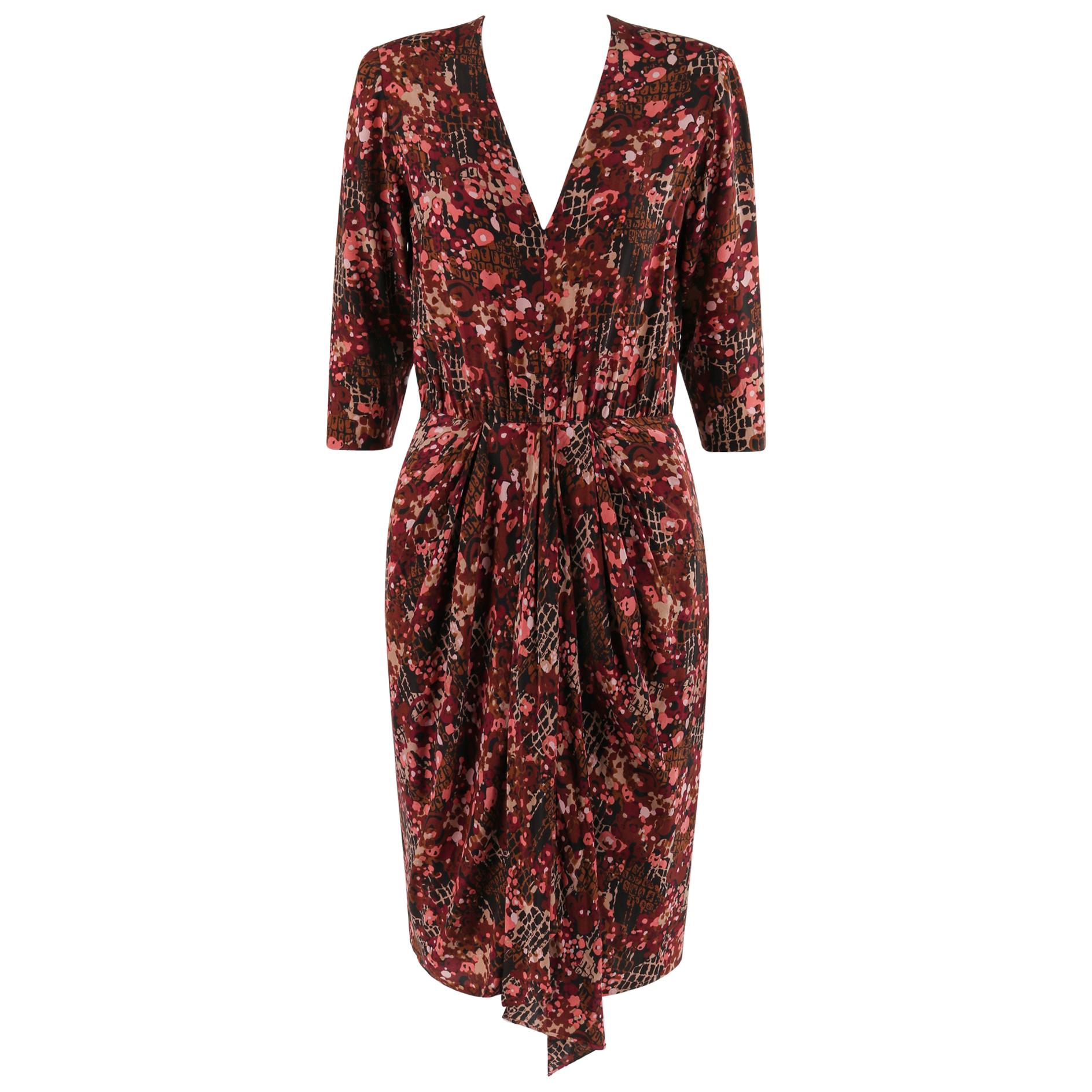 GIVENCHY c.1970’s Haute Couture Silk Floral Print Sheath Dress Numbered