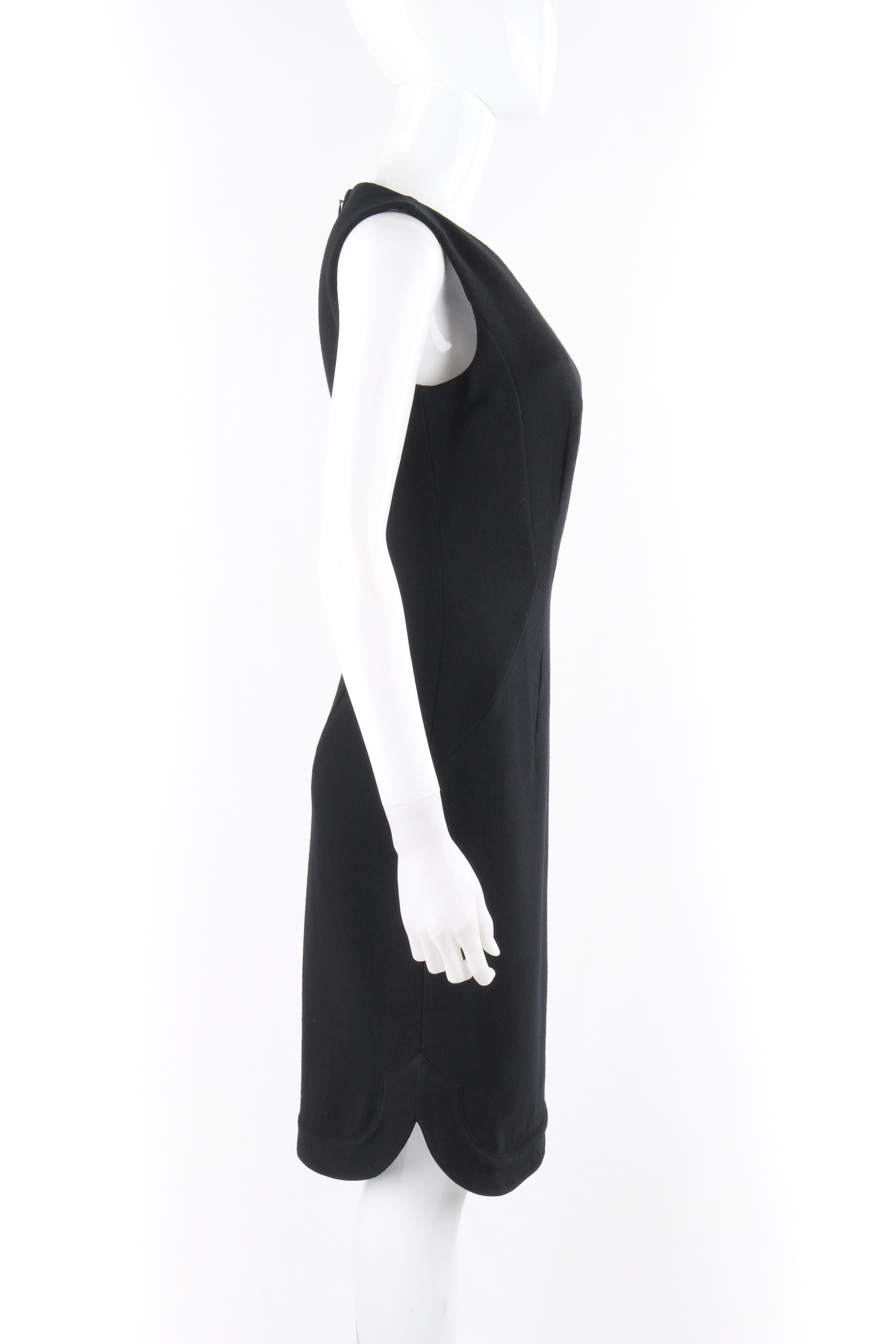 GIVENCHY c.2010's Black Tailored Geometric Panel Detail Sleeveless Sheath Dress In Excellent Condition In Thiensville, WI