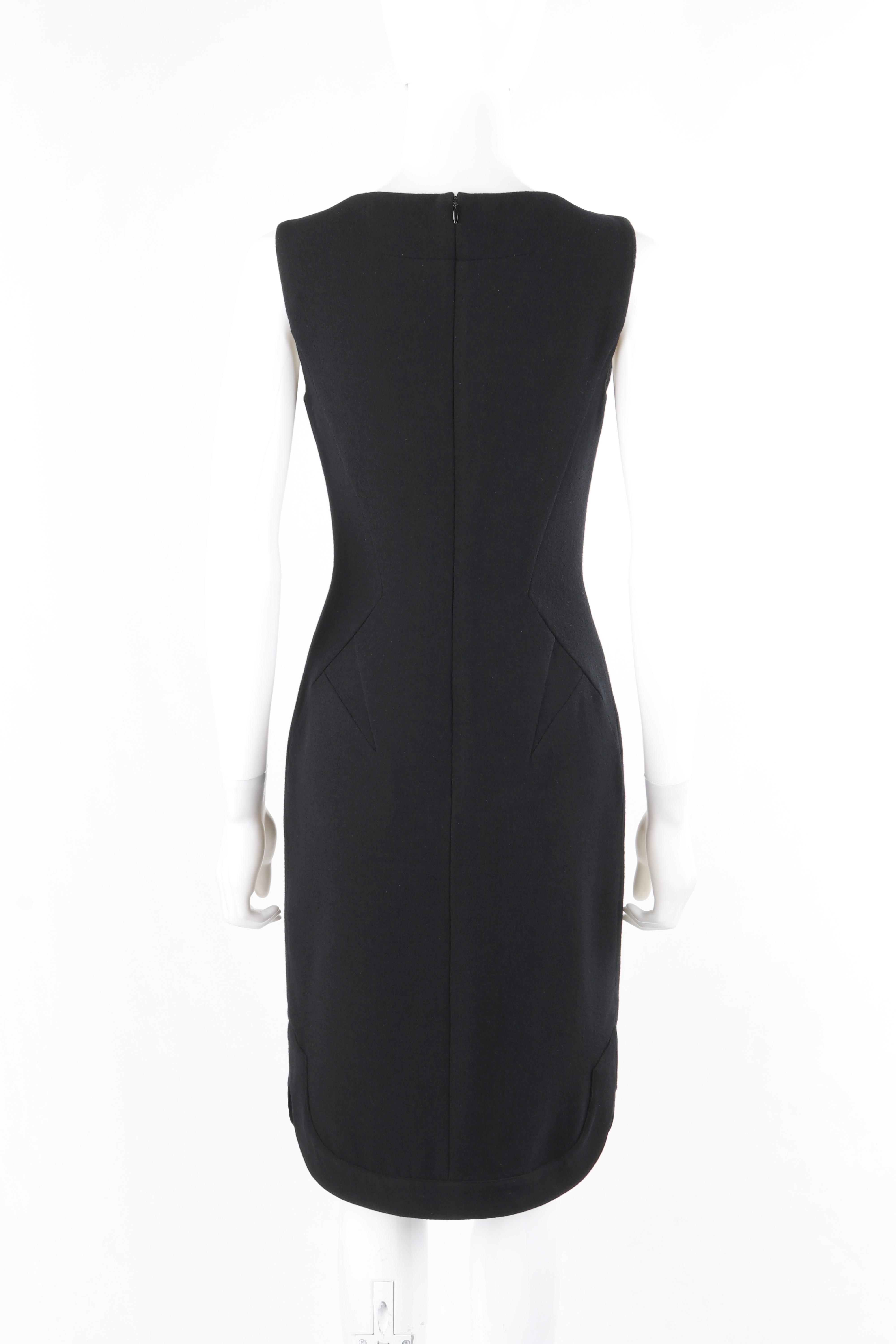Women's GIVENCHY c.2010's Black Tailored Geometric Panel Detail Sleeveless Sheath Dress