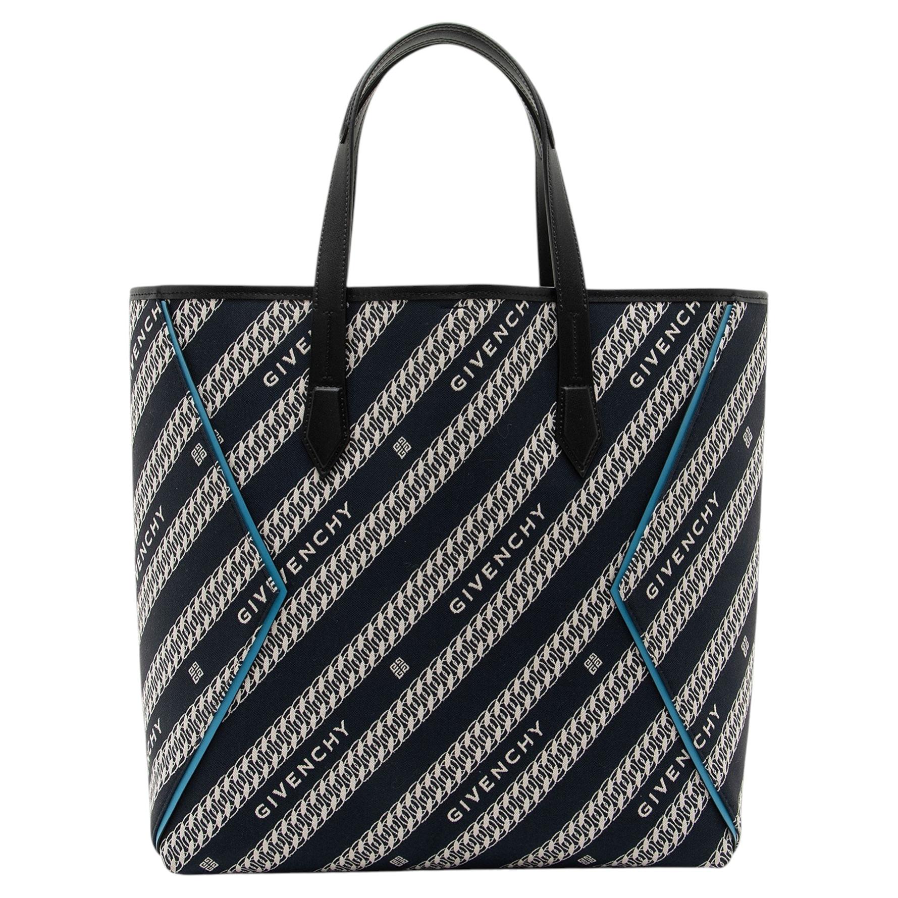 Pre-owned Givenchy Canvas Jacquard Bond Chain N/s Tote In Black
