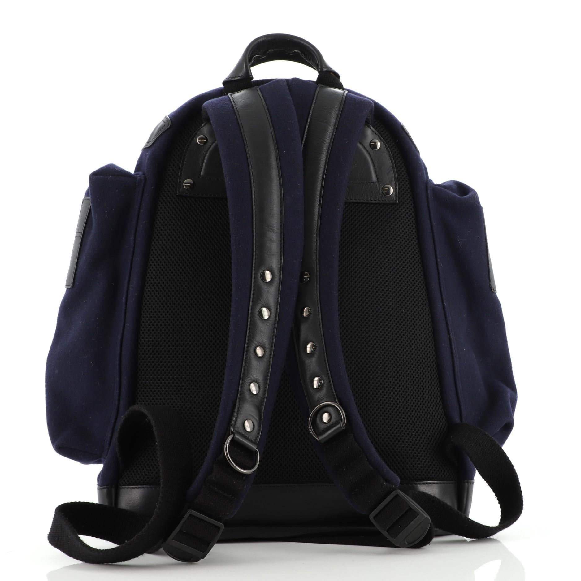 Black Givenchy Cargo Pocket Backpack Felt and Leather