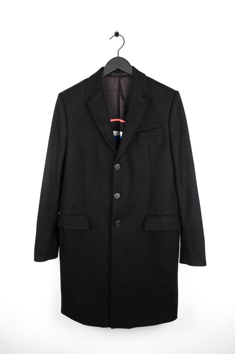 Givenchy Wool Cashmere Coat
Color: Black
(An actual color may a bit vary due to individual computer screen interpretation)
Material: , 20% polyamide, 10% cashmere
Tag size: 50IT (M/L)
This jacket is great quality item. Rate 9 of 10, excellent