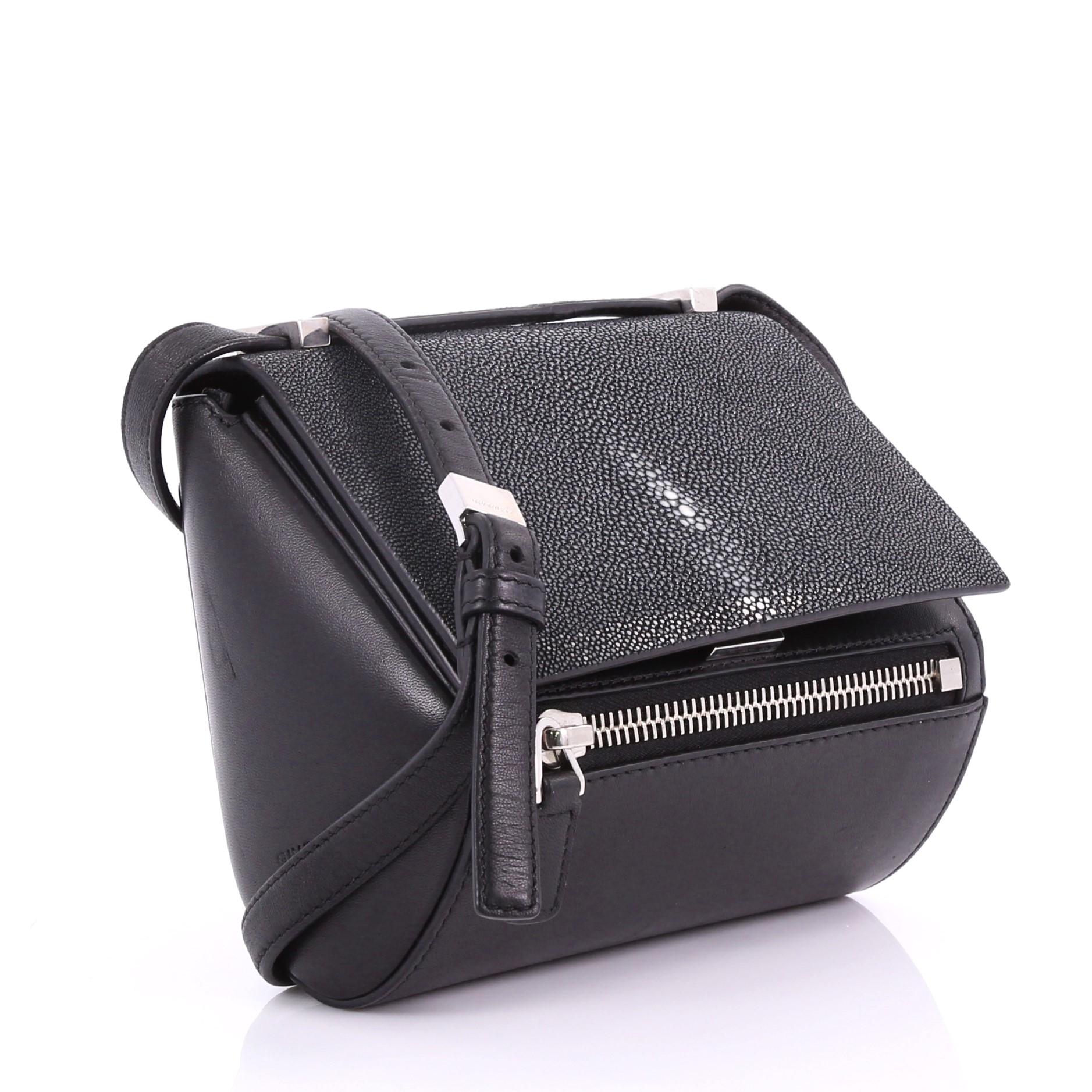 Black Givenchy Chain Pandora Box Handbag Stingray Mini