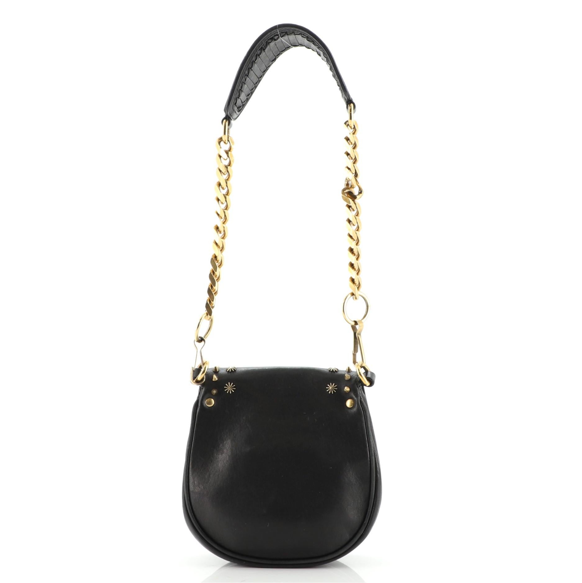 Black Givenchy Chain Saddle Bag Embellished Leather Mini