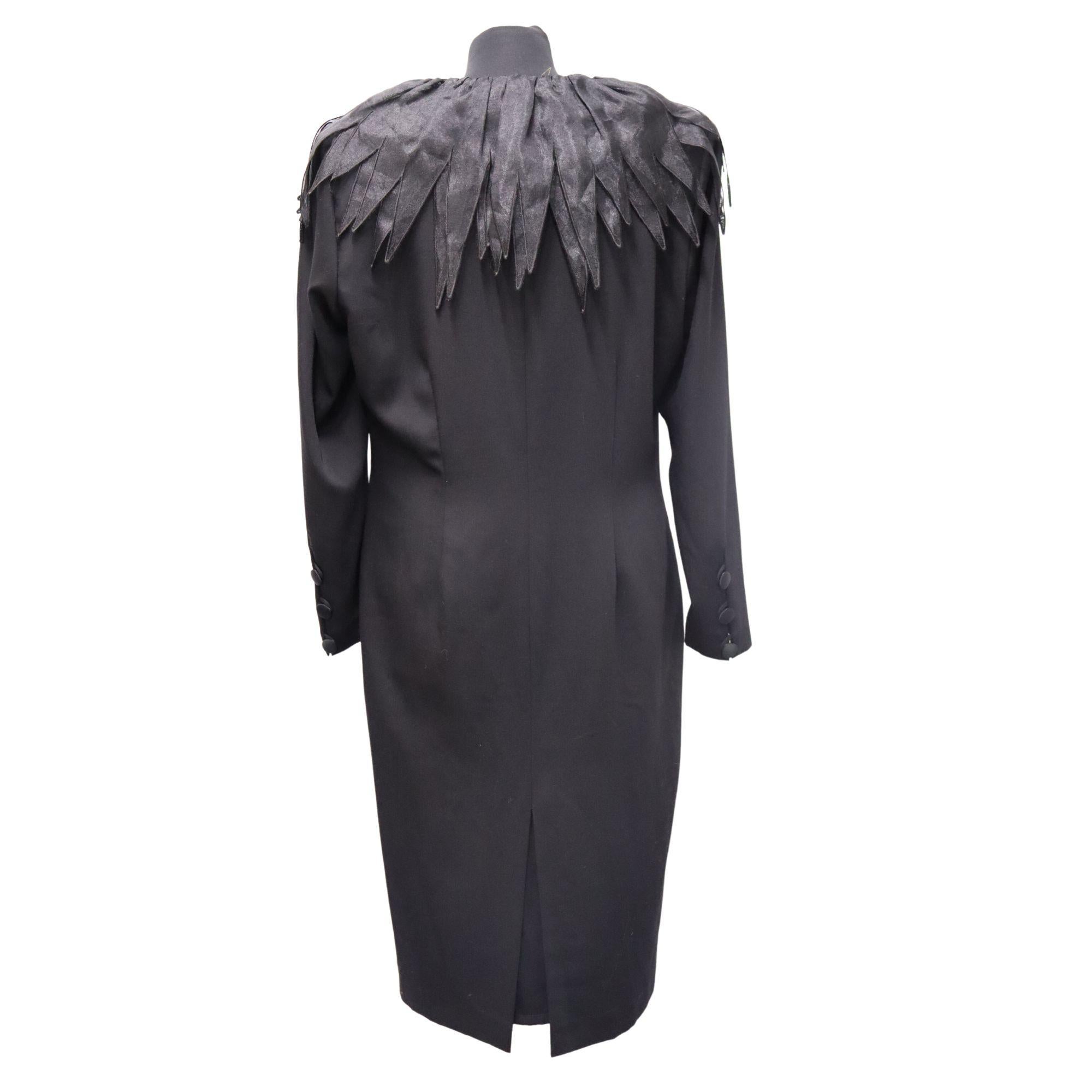 Vintage 90s Givenchy Chiffon Feathered Dress - EU 40 In Good Condition For Sale In Amman, JO