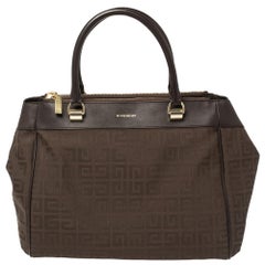Givenchy Chocolate Brown Monogram Canvas and Leather Double Zip Tote