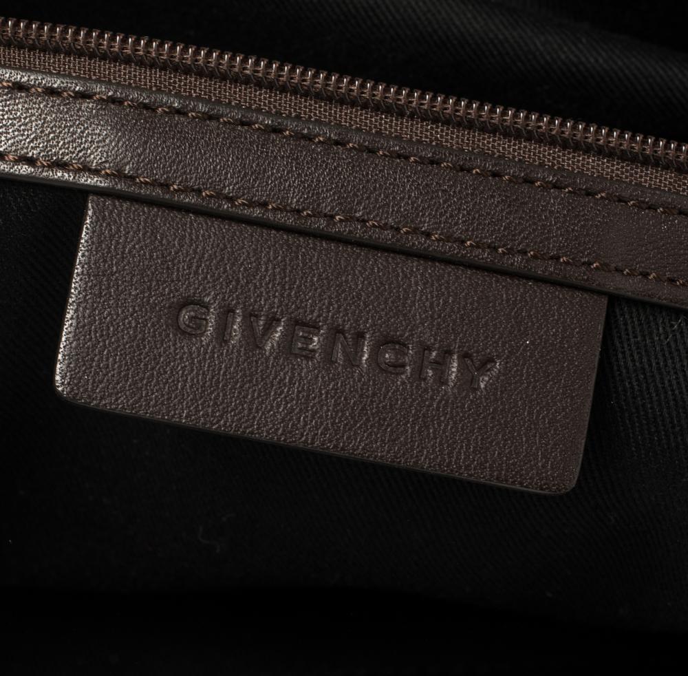 Givenchy Chocolate Brown Monogram Canvas and Leather Satchel 4