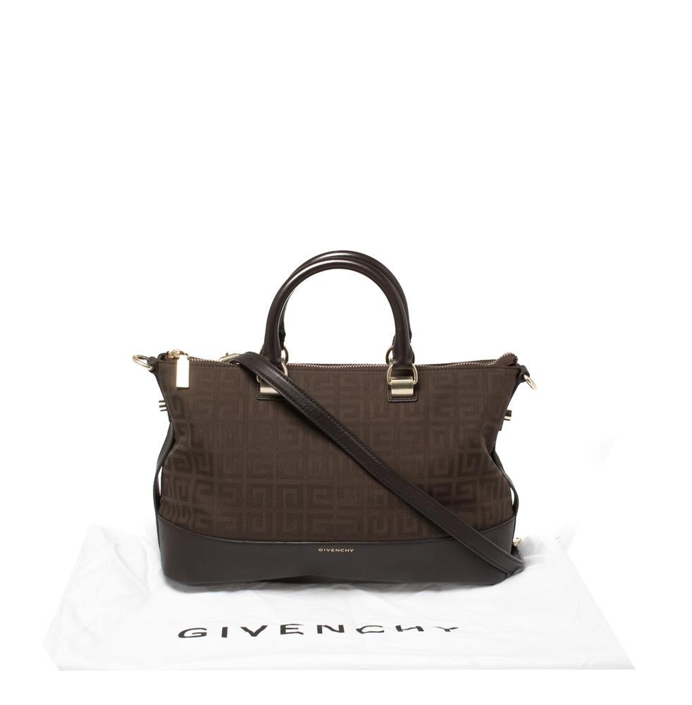 Givenchy Chocolate Brown Monogram Canvas and Leather Satchel 6