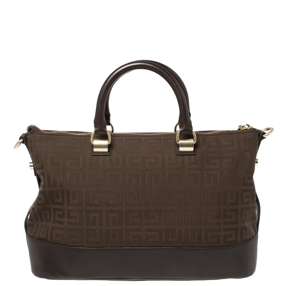 Black Givenchy Chocolate Brown Monogram Canvas and Leather Satchel