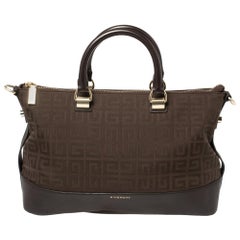 Givenchy Chocolate Brown Monogram Canvas and Leather Satchel