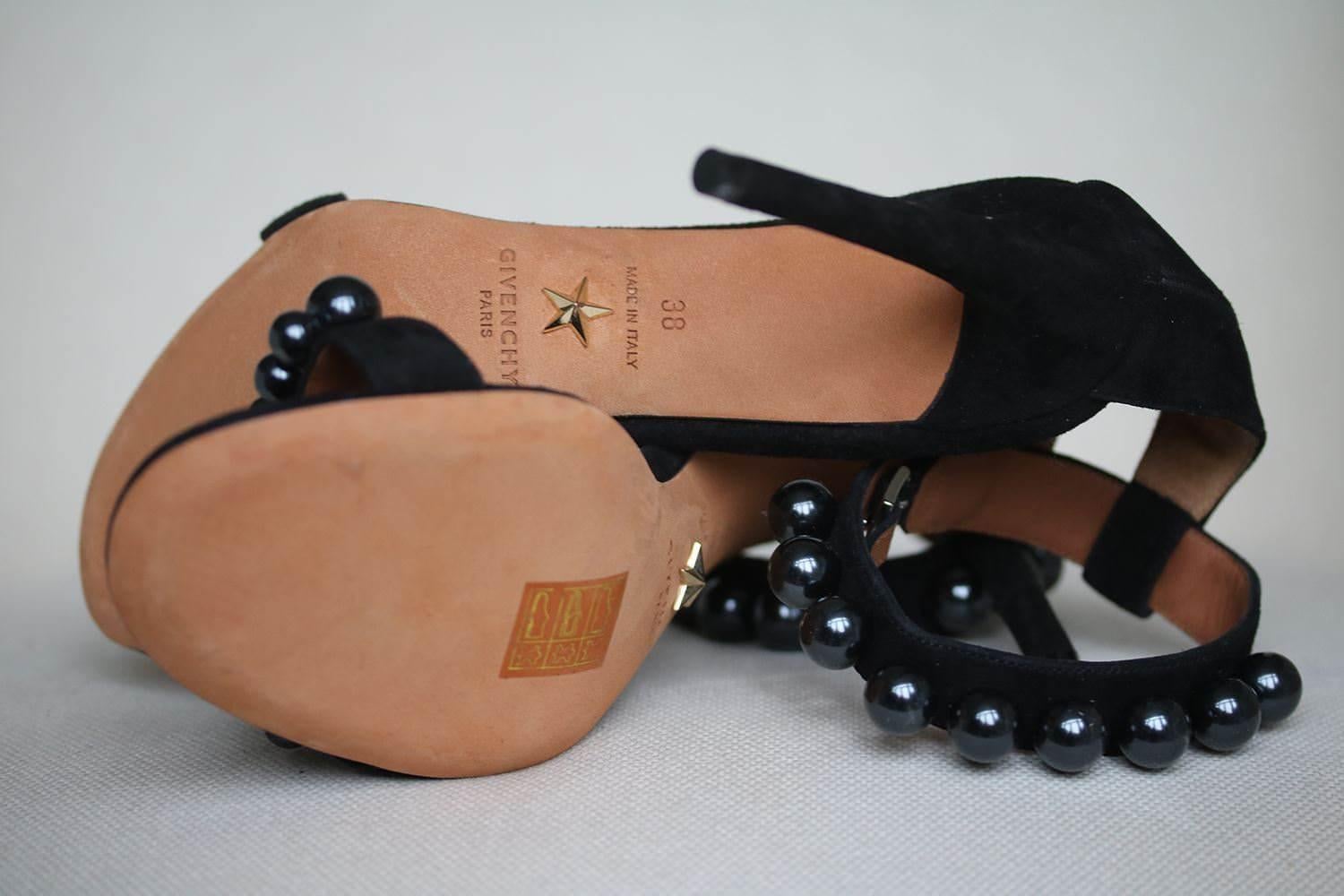 Givenchy Classic Line Beaded Suede Sandals  In New Condition In London, GB