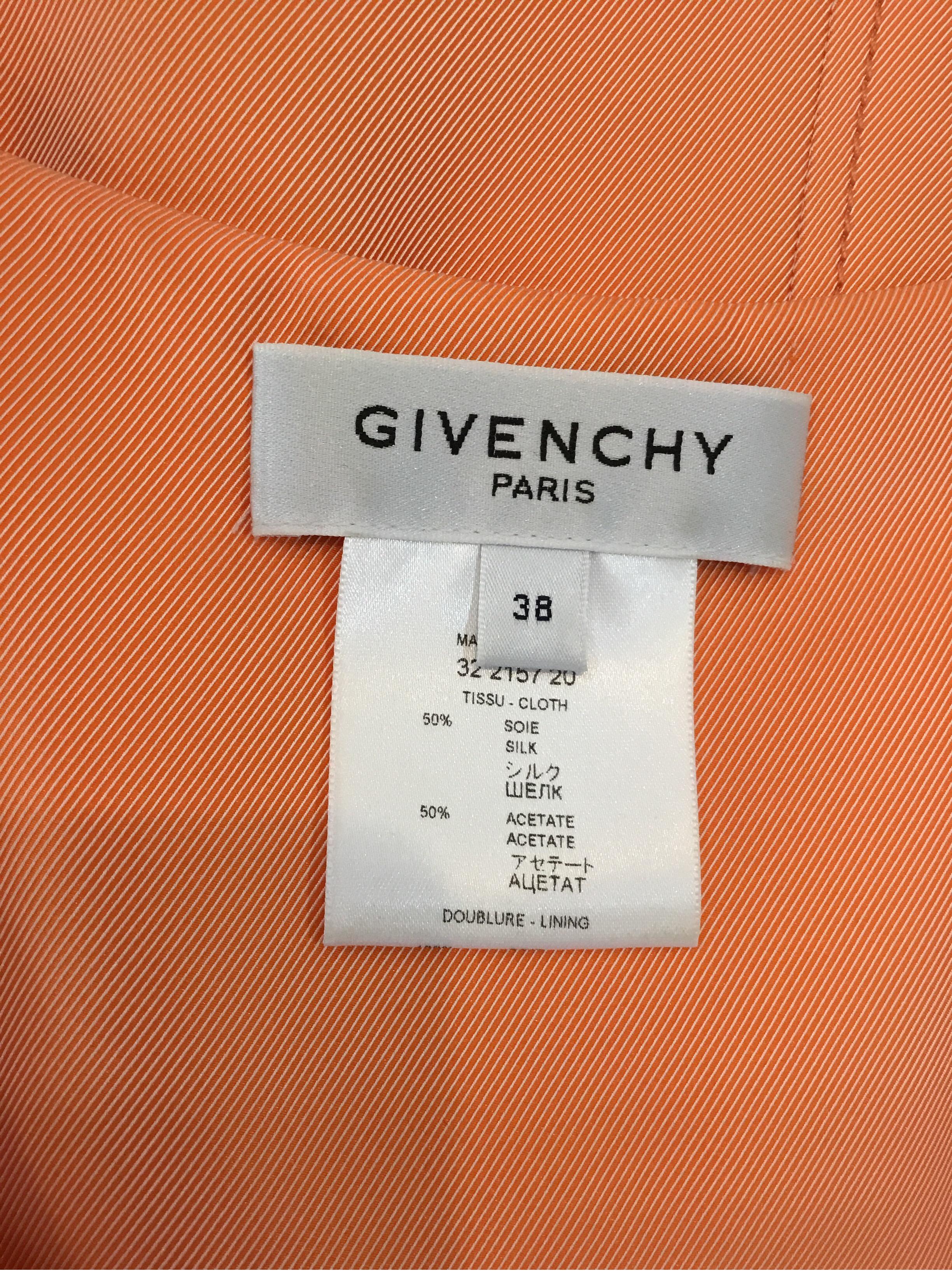 Givenchy Coral Silk Blend Dress In Good Condition In Carmel, CA