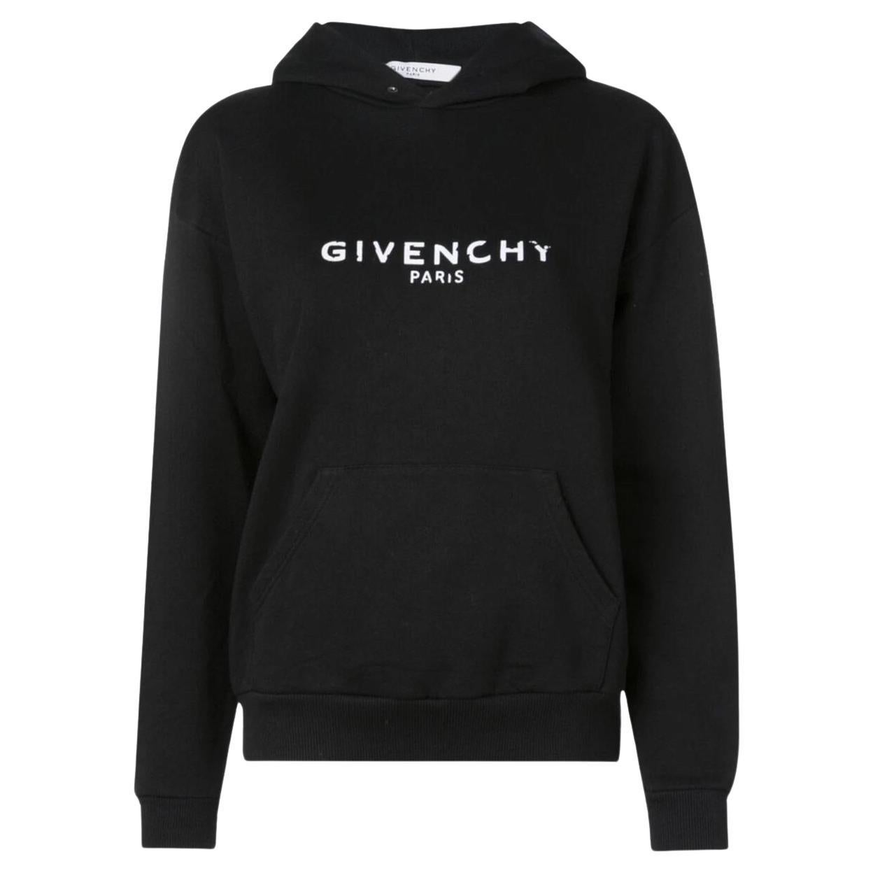 Givenchy Cotton Distressed Logo Hoodie For Sale