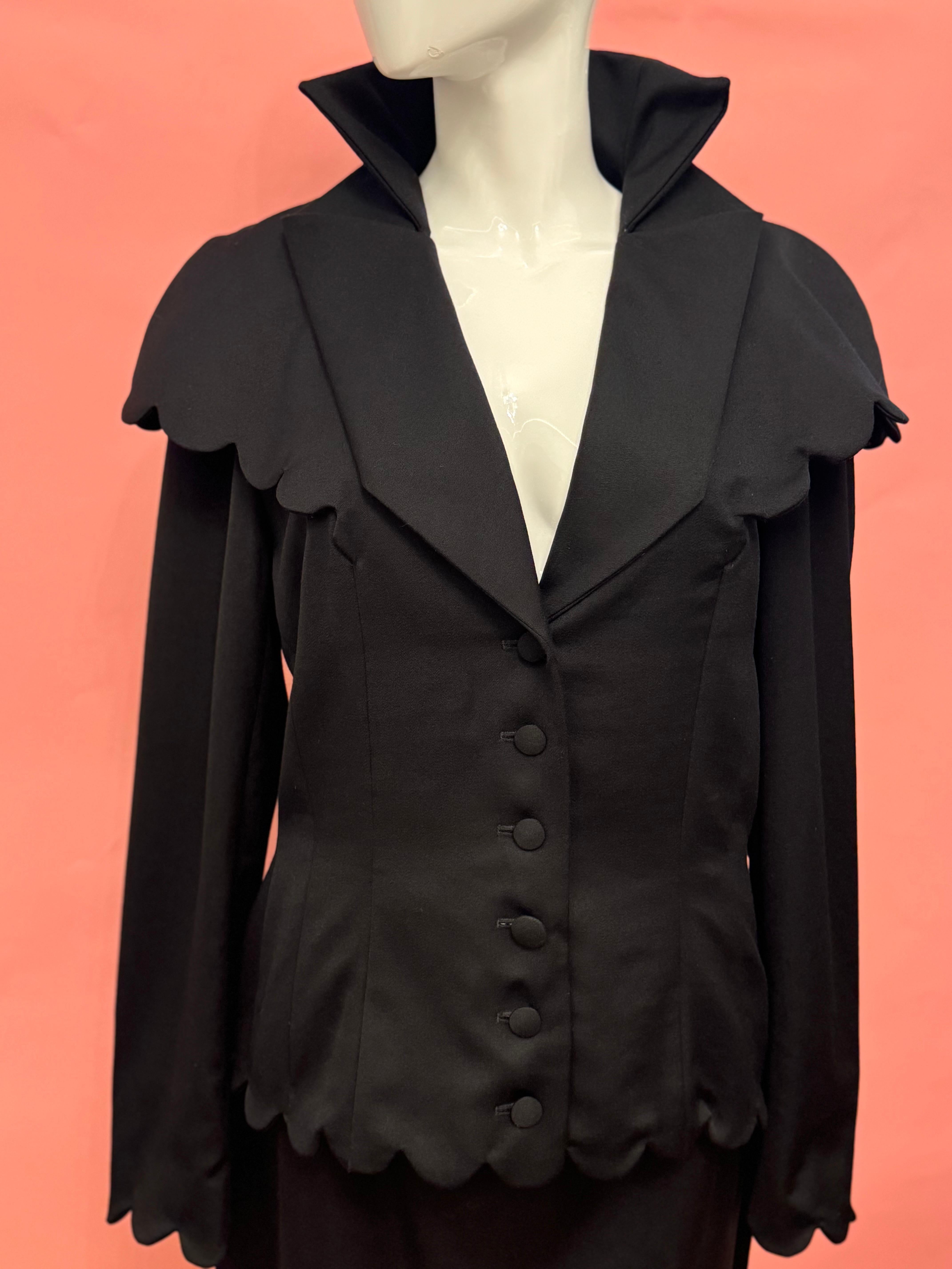 Seltene Givenchy Haute Couture 1996 von John Galliano schwarzer Anzug Rock Größe 42 FR, ein wahres Juwel! Seltenes Museumsstück! 