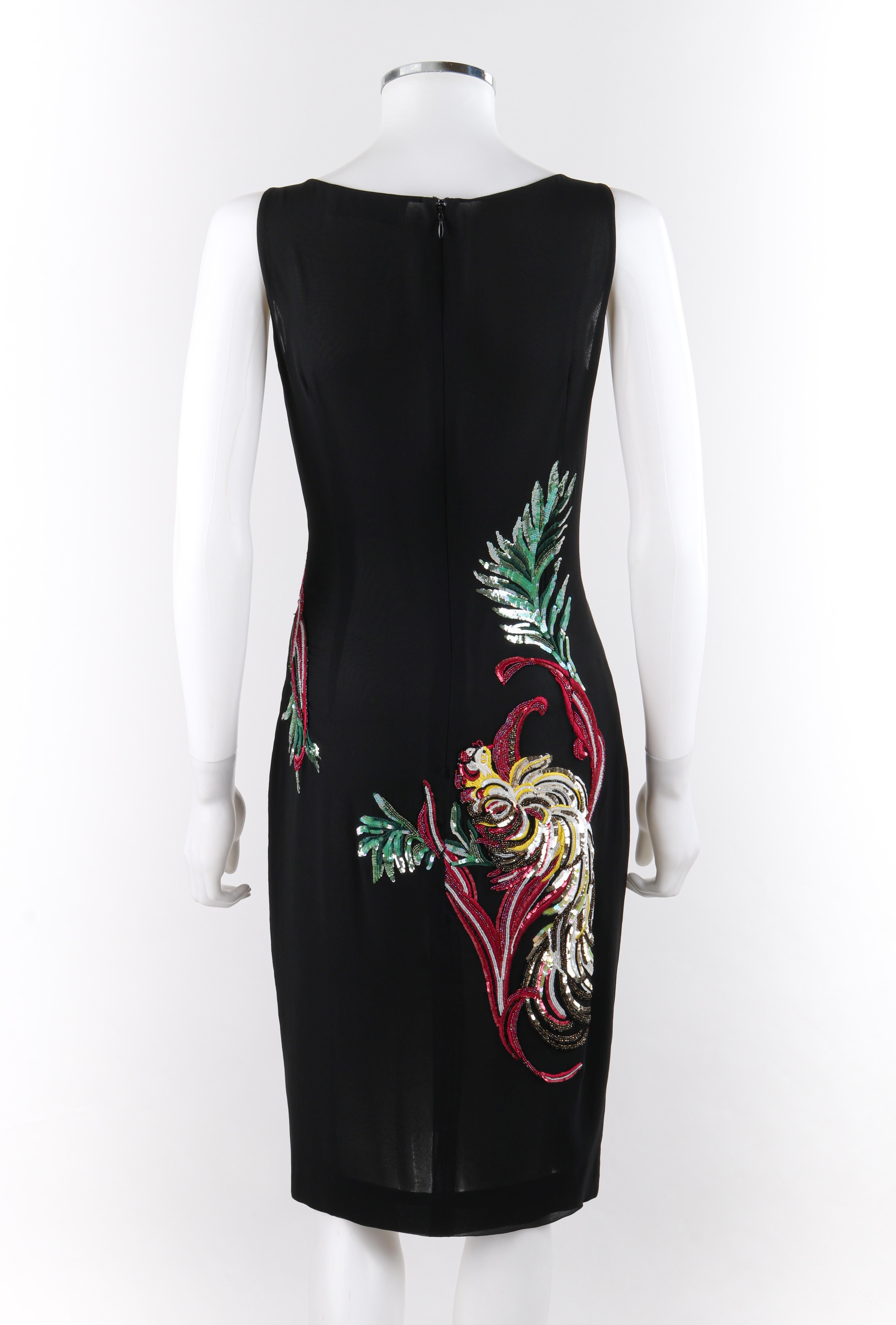 GIVENCHY Couture A/H 1997, ALEXANDER McQUEEN - Robe oiseau brodée de sequins noirs Bon état - En vente à Thiensville, WI