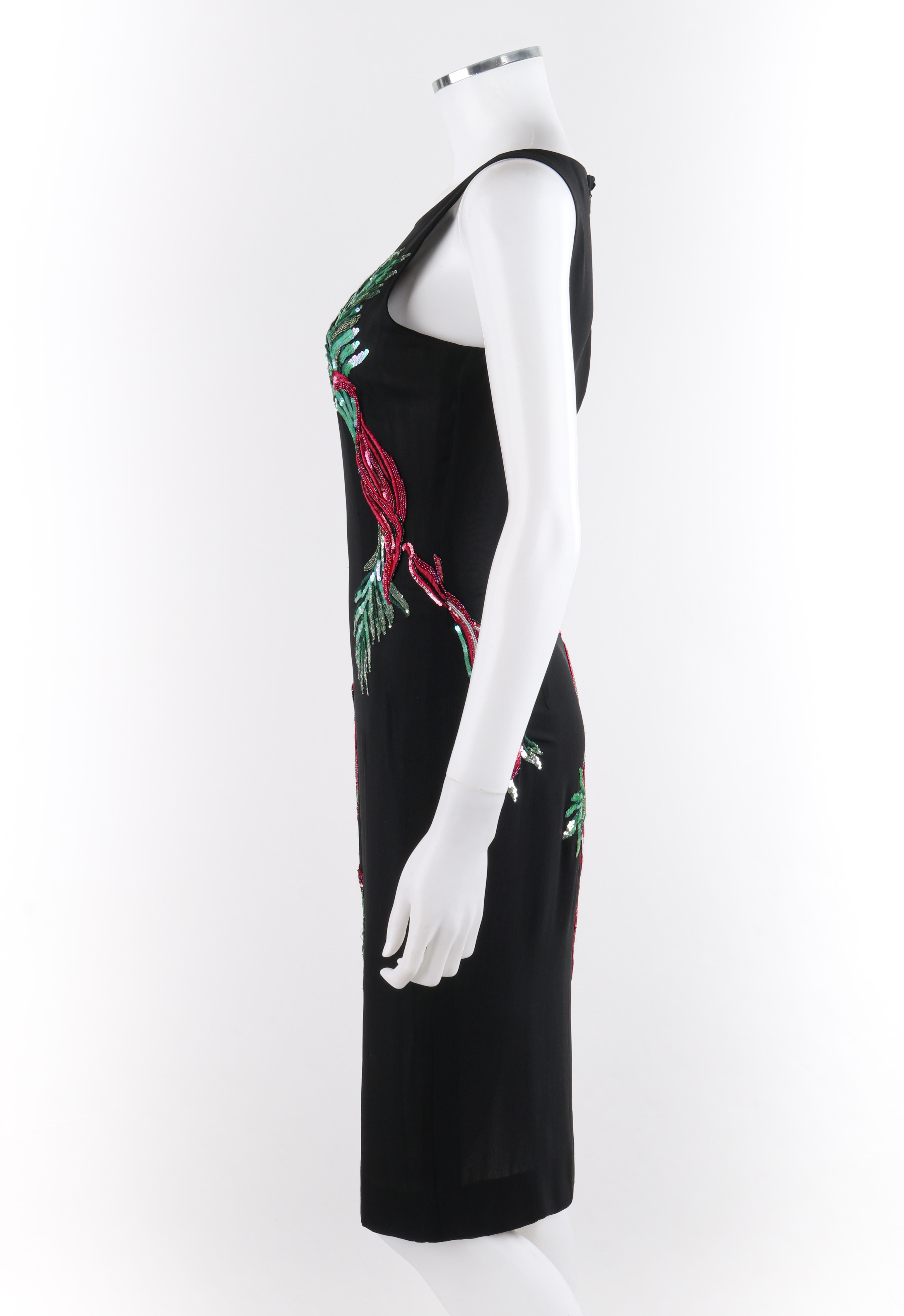 GIVENCHY Couture A/H 1997, ALEXANDER McQUEEN - Robe oiseau brodée de sequins noirs Pour femmes en vente