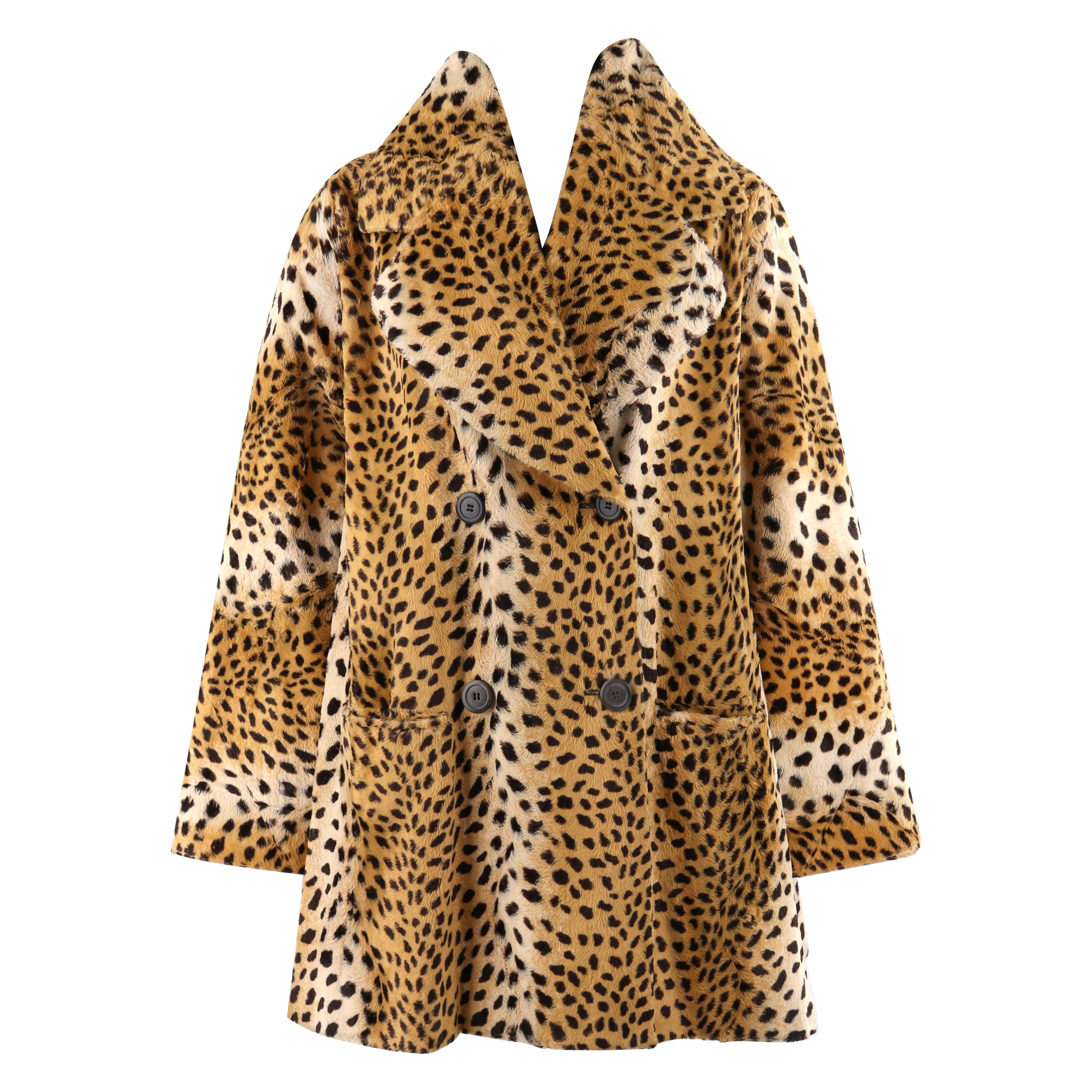 GIVENCHY COUTURE A/W 1997 ALEXANDER McQUEEN Cheetah Print Faux Fur Paneled Coat For Sale