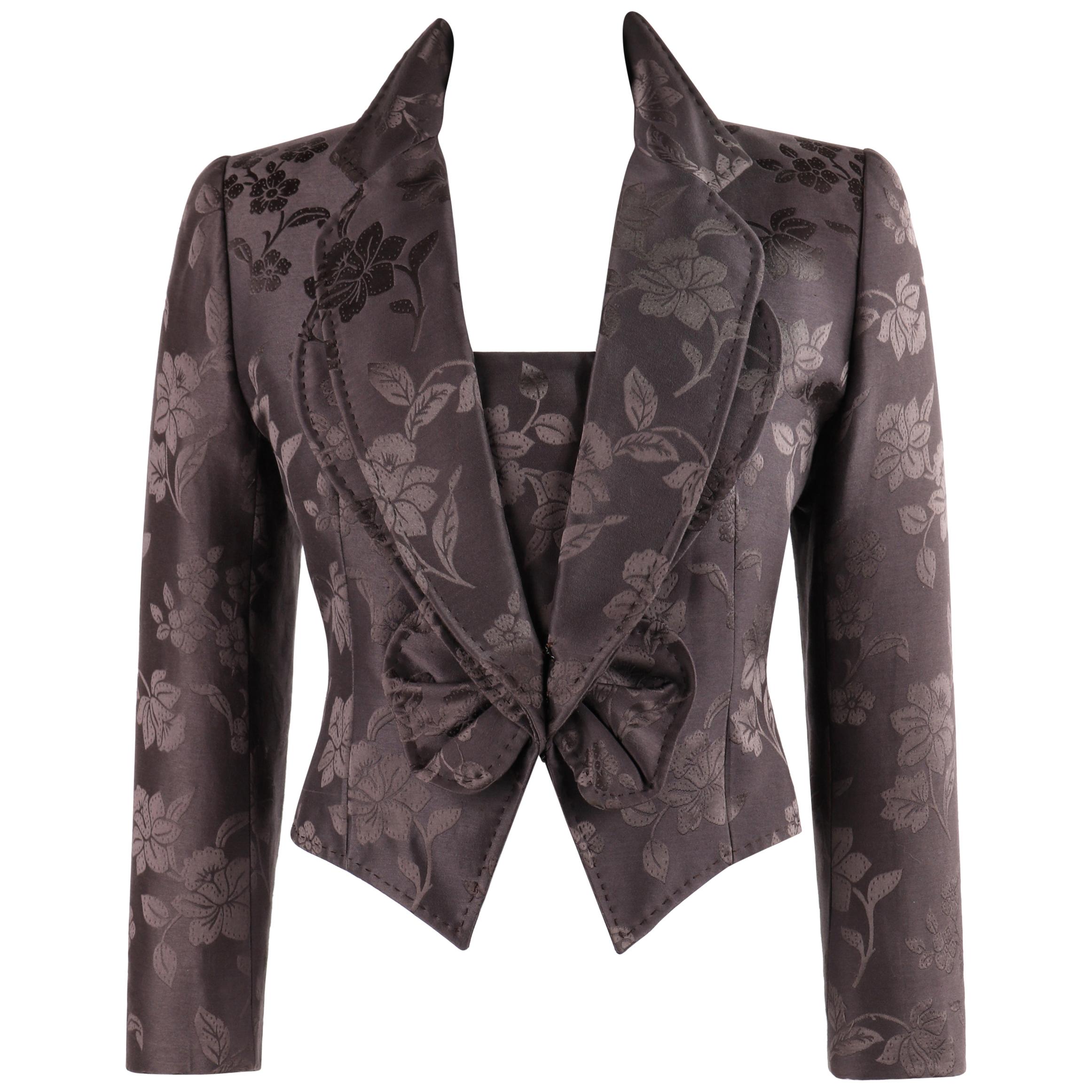 GIVENCHY COUTURE A/W 1997 ALEXANDER McQUEEN Purple Floral Jacquard Blazer Jacket