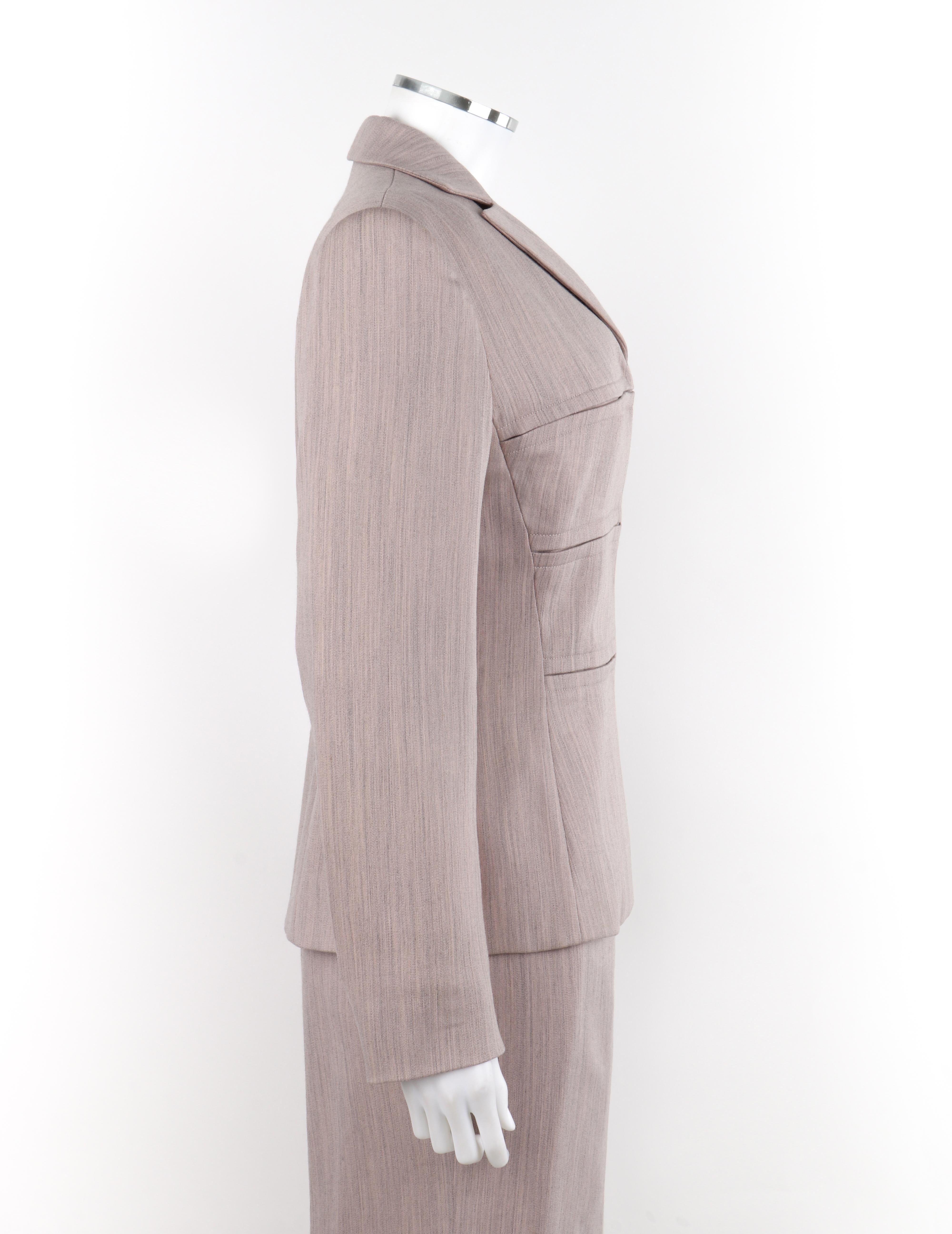 GIVENCHY Couture A/W 1998 ALEXANDER McQUEEN 2-teiliges maßgeschneidertes Anzug-Set mit Blazer, Rock und Anzug (Grau) im Angebot