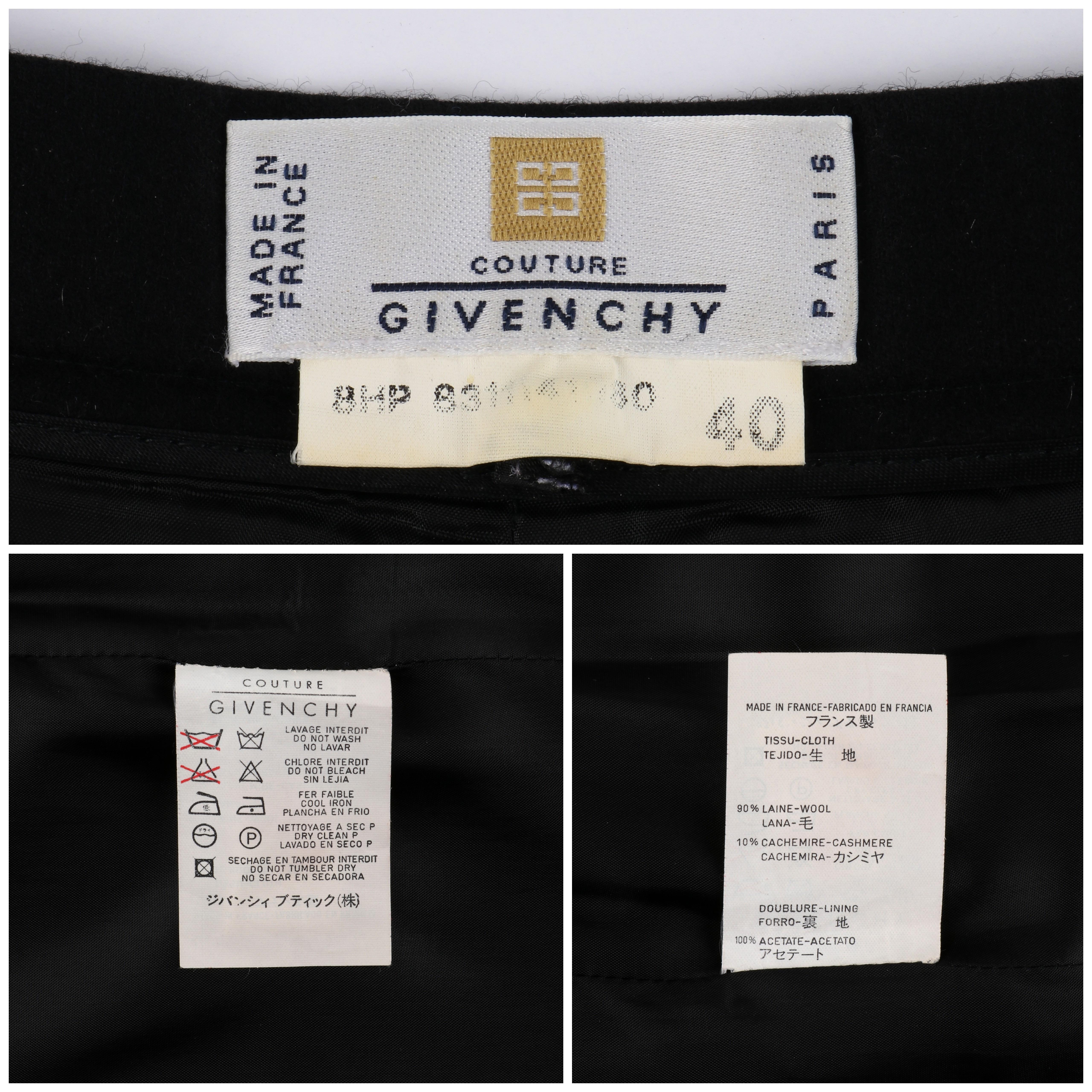 GIVENCHY Couture A/W 1998 ALEXANDER McQUEEN Black Straight Leg Trouser Pants In Fair Condition For Sale In Thiensville, WI